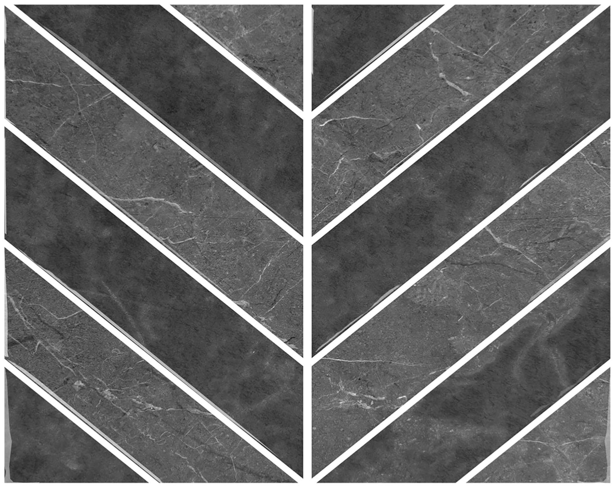 ANHUIB 12 Pcs Black Gray Tile Wall Stickers Herringbone Self Adhesive Kitchen Tiles Peel and Stick Vinyl Tiles Sticker Herringbone Wall Decal Waterproof Splashback Stick on Tile for Bathroom 29×23cm — image 1