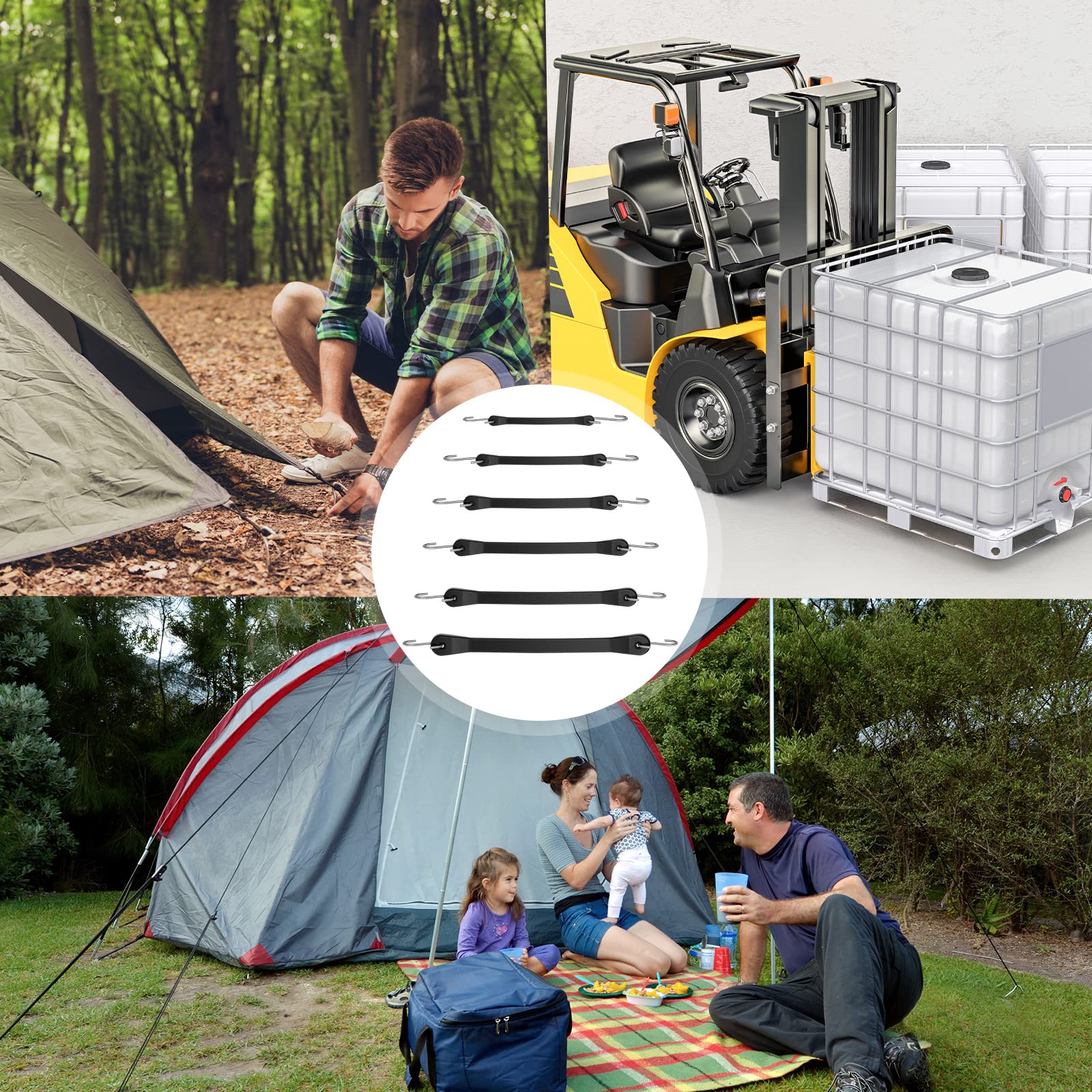 Gummiseile Mit Haken – Robust & Wetterfest | 6 Stück In Verschiedenen Längen (22,9–104,9 Cm) | Für LKW, Camping & Mehr