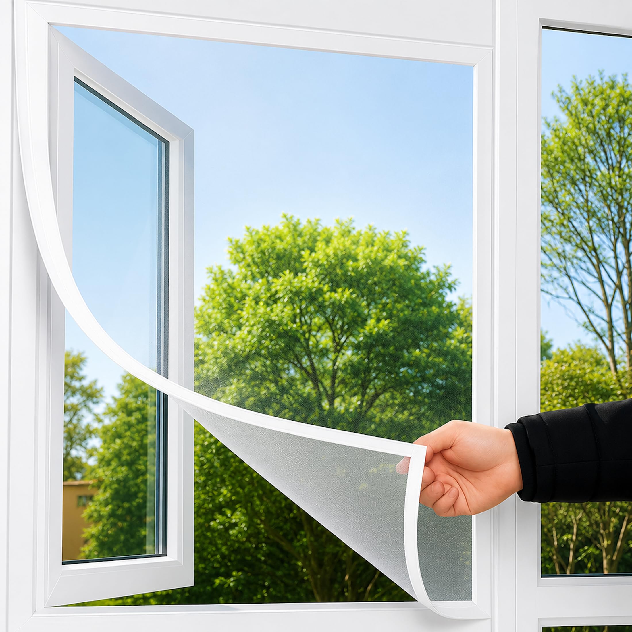 Lupo White Window Fly Screen For Windows – Flexible Insect Mesh Net | Hook & Loop Bug Screen | Easy-Fit Mosquito Netting | Window Insect Screen | Reusable | Blocks Flies, Wasps & Insects
