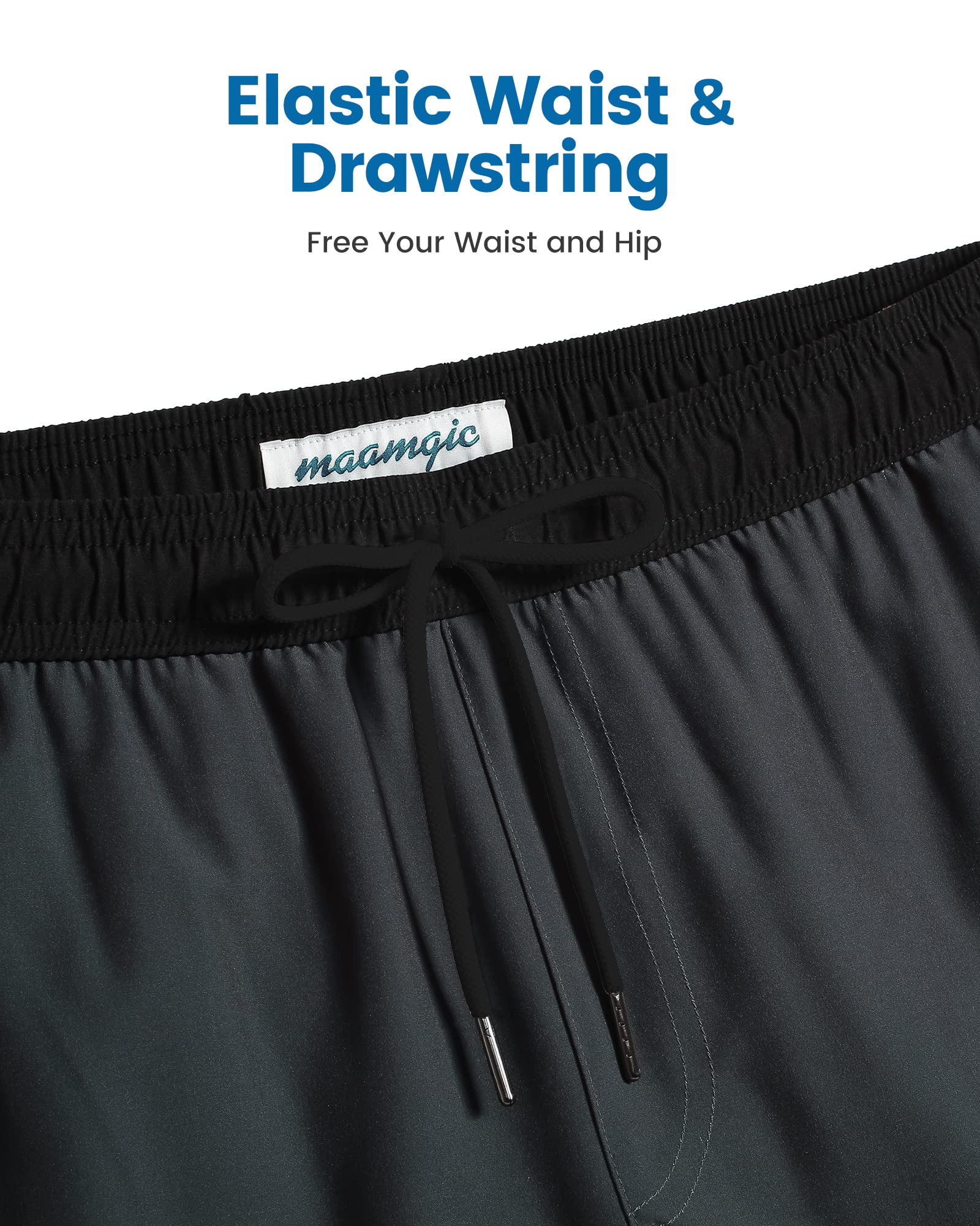 Maamgic Uomo Costume da Bagno Corto 2-in-1 Compressione Pantaloncini da Surf 7 Pollici Interni Asciugatura Rapida Shorts con Tasche