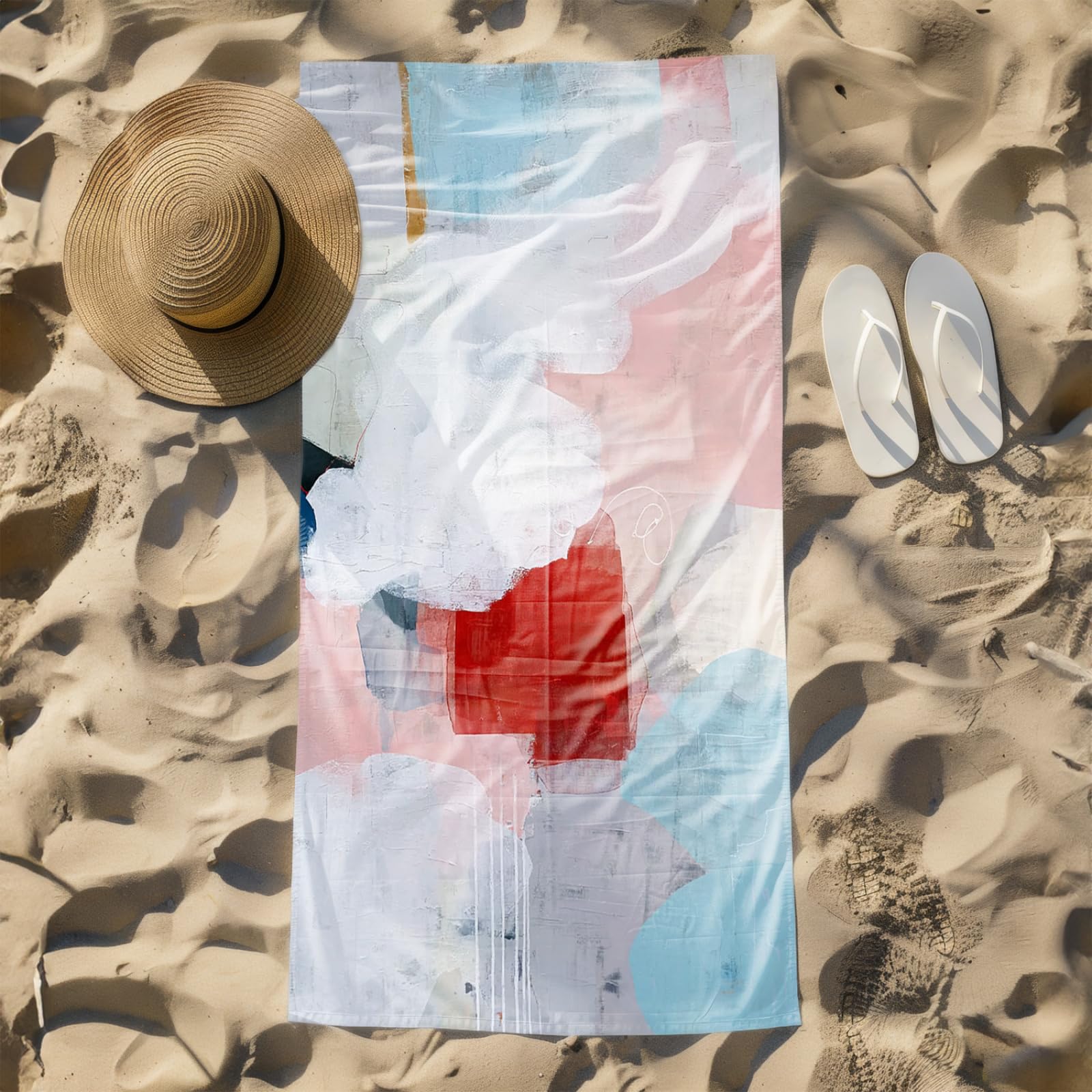 Générique Serviette Microfibre Plage Rouge Rose Clair
