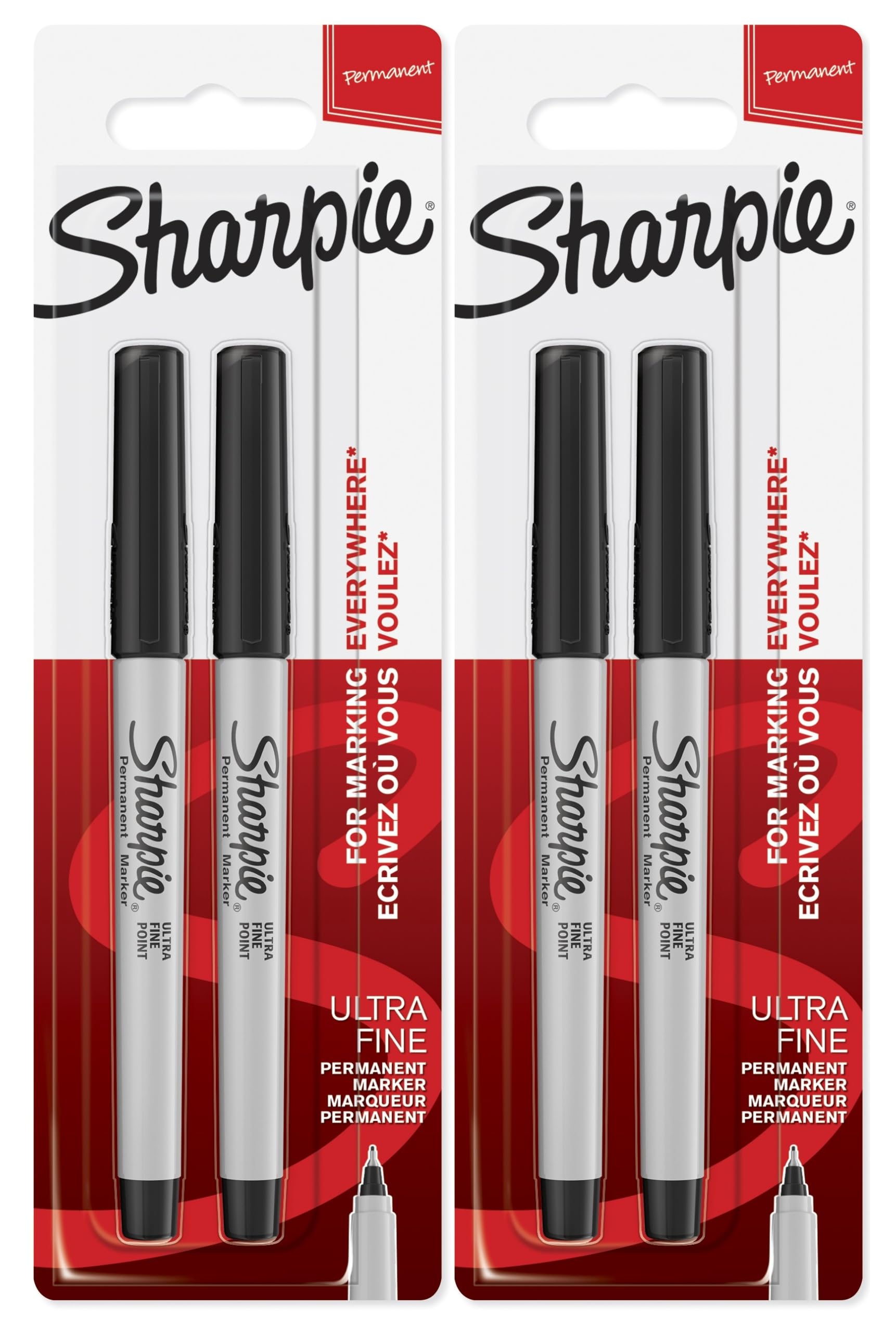 Sharpie Ultra Fine Point Permanent Marker Pens - Black Ink - Pack of 4, 1 count (Pack of 4) - Image 2