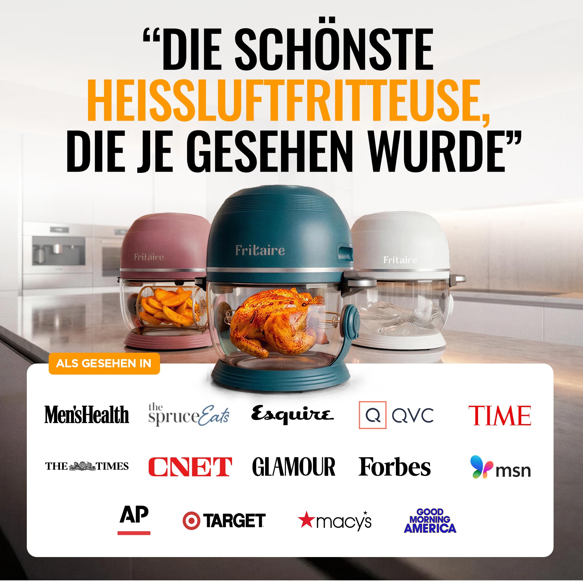 Fritaire Ungiftiger Glas-Airfryer™, 5 L – 360° Sicht, Selbstreinigung, 400 °F Heißluft-Vortex für gleichmäßiges Garen, BPA- & Teflonfrei, 9-in-1 Funktionen: Airfryer, Rotisserie, Backen, Schwarz
