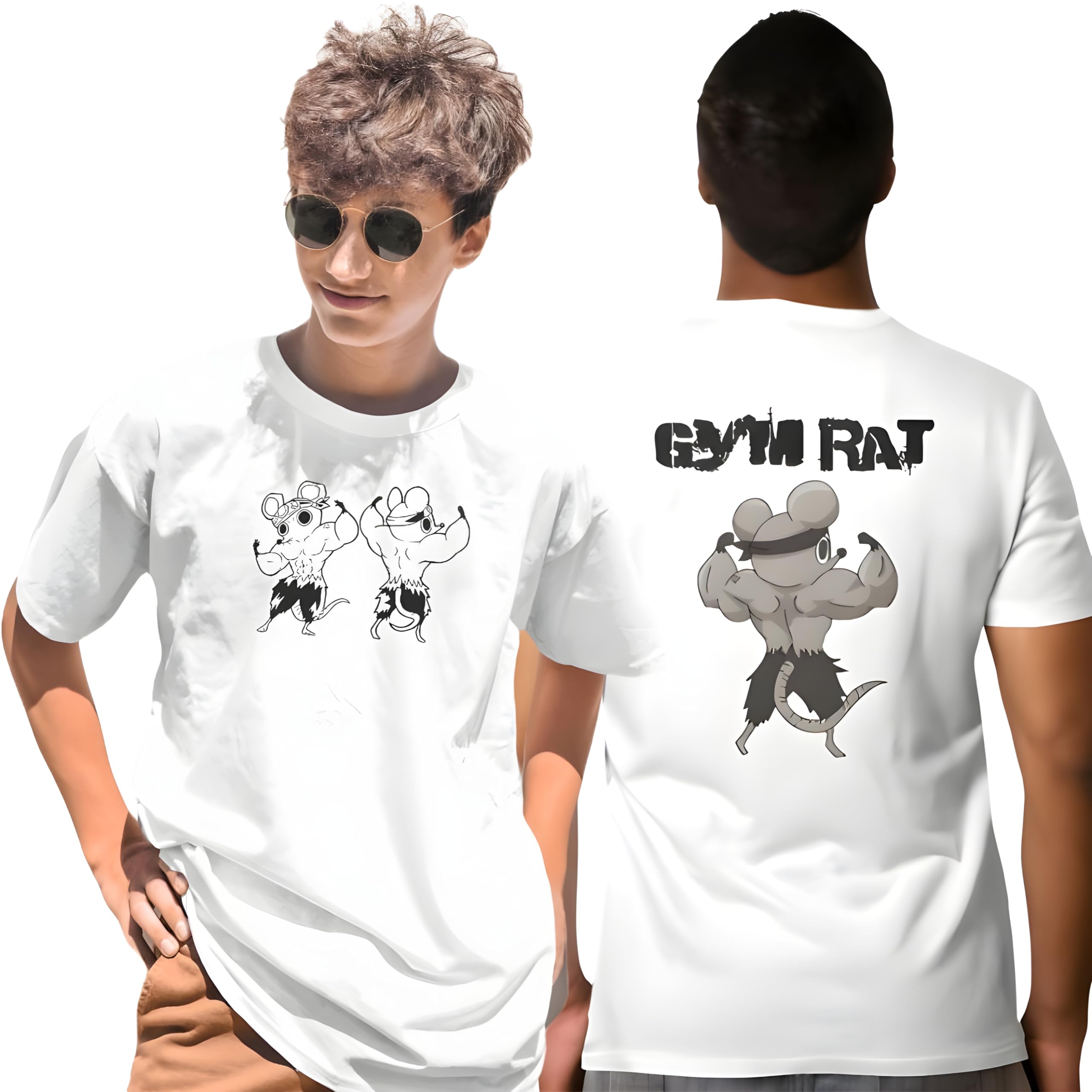 ronin Gym Rats Graphic Print Anime Gym T-Shirt, Comfortable Fit, White, Unisex-picture-17