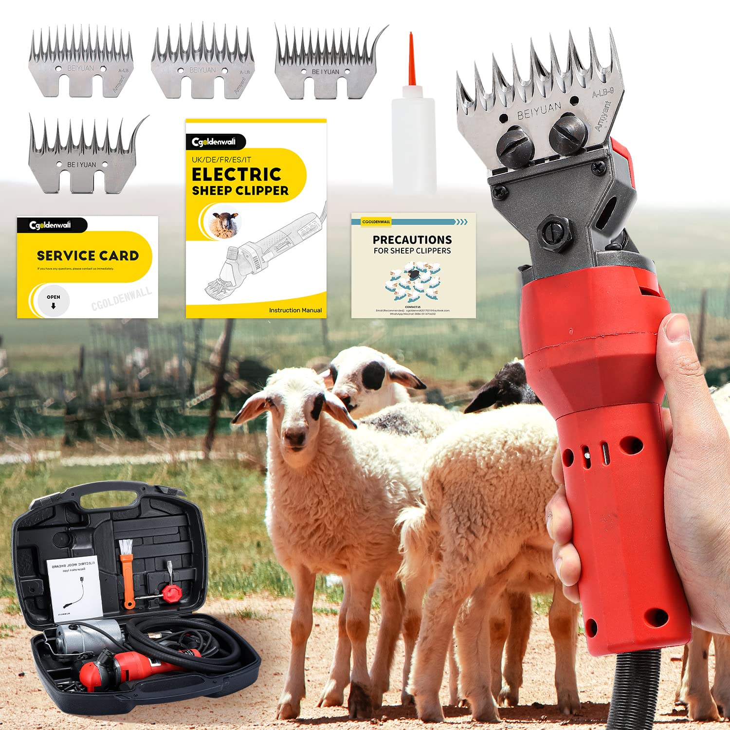 CGOLDENWALL Tosatrice Elettrica per Pecore Promozione Fuori Stagione 750W 2400giri/min Professional Goats/Alpaca/Sheep Shear 220V