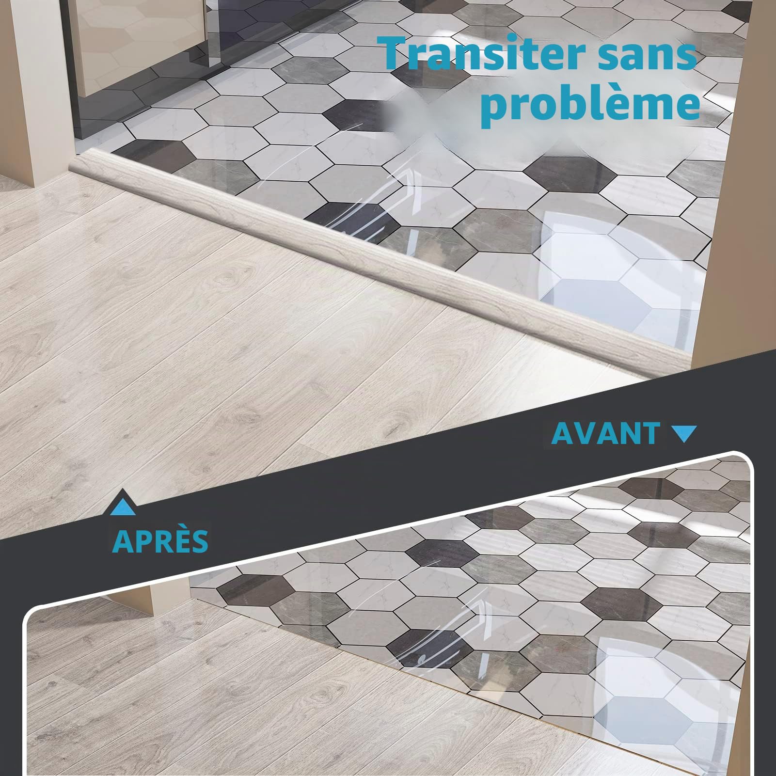 Art3d Bande de Transition Auto-adhésive en Vinyl | pour Sol, Séparation,Seuil de Moquette,Carreaux,304x4cm,Blanc Délavé