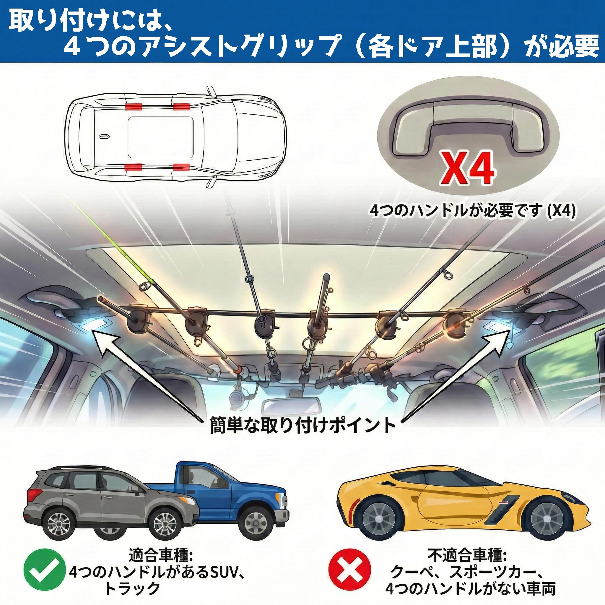 Amazon | TOTOMOKA ロッドホルダー 車載用 【6本積み可能】 ロッド 