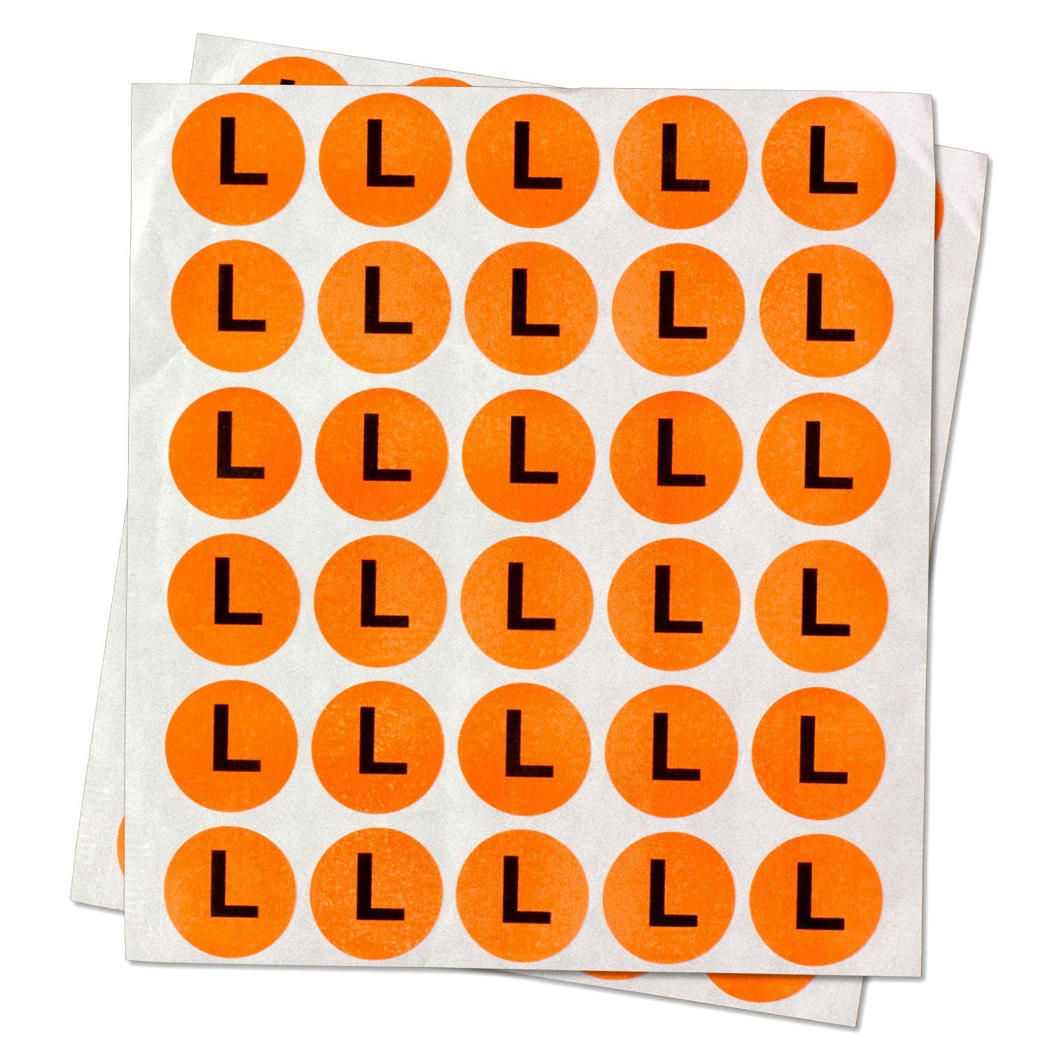 VishYogi Printers - L - Clothing Size Labels Round Self Adhesive Stickers for Retail Apparel (Fluorescent Orange - 0.8”) - Label Count (10000)