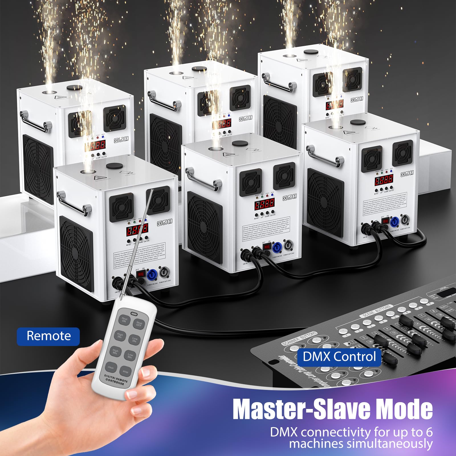 Macchine Pirotecniche, Macchine Bianche di Effetto Speciale 1000W con la Macchina Della Scintilla del Telecomando Senza Fili d-mx512 per i Matrimoni di Halloween della Festa di Palcoscenico (2 pezzo)