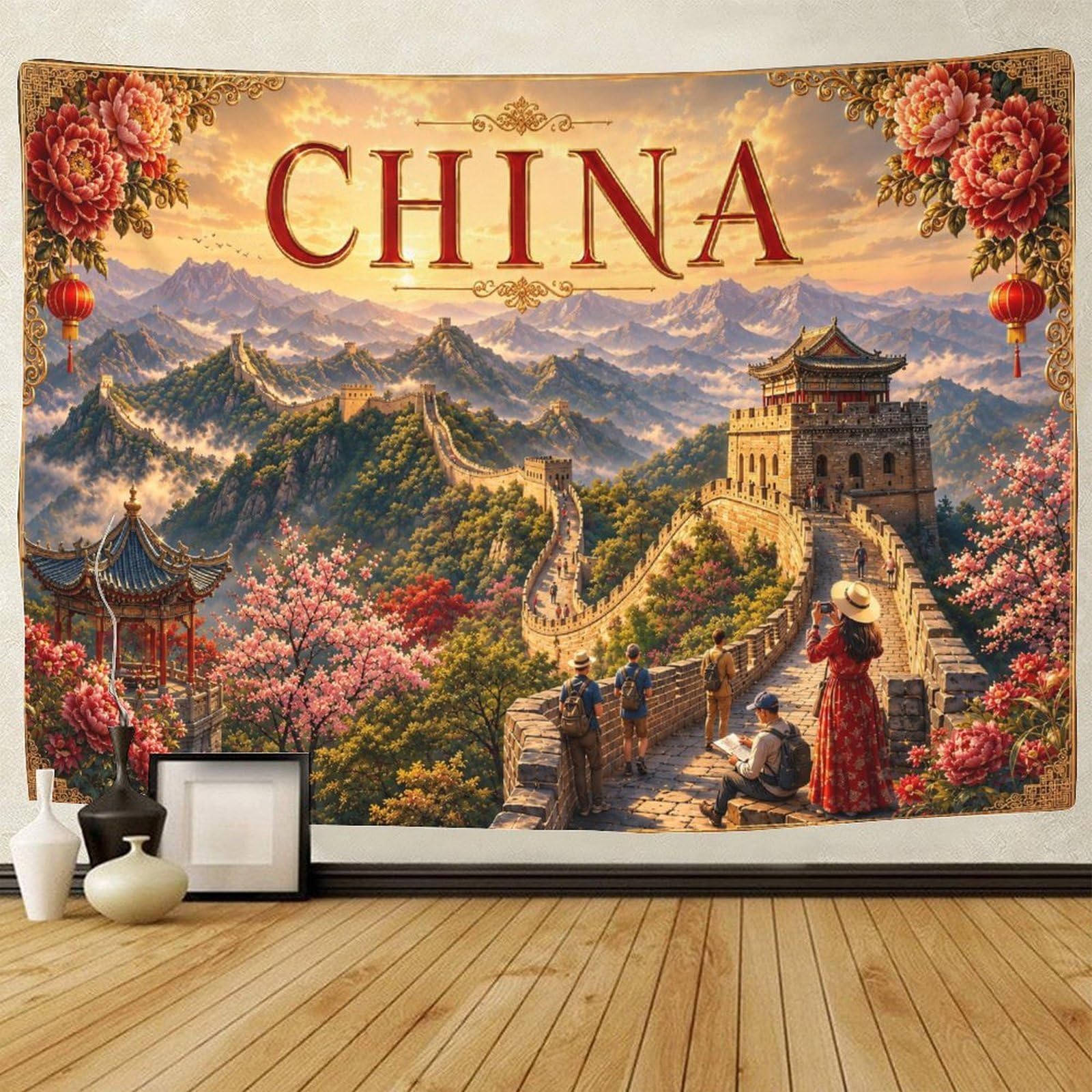 GPMNBCXZK Great Wall of China Theme 3D Print Tapestry Wall Hanging Decor Wall Art Decor Tapestries Poster Curtain Living Room College Dorm 150cmx200cm