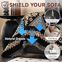 Vista 197 de VClife funda boho de sofá de felpilla para sofá seccional, funda antideslizante para sofá de 2 plazas, protector para mascotas con borlas, funda