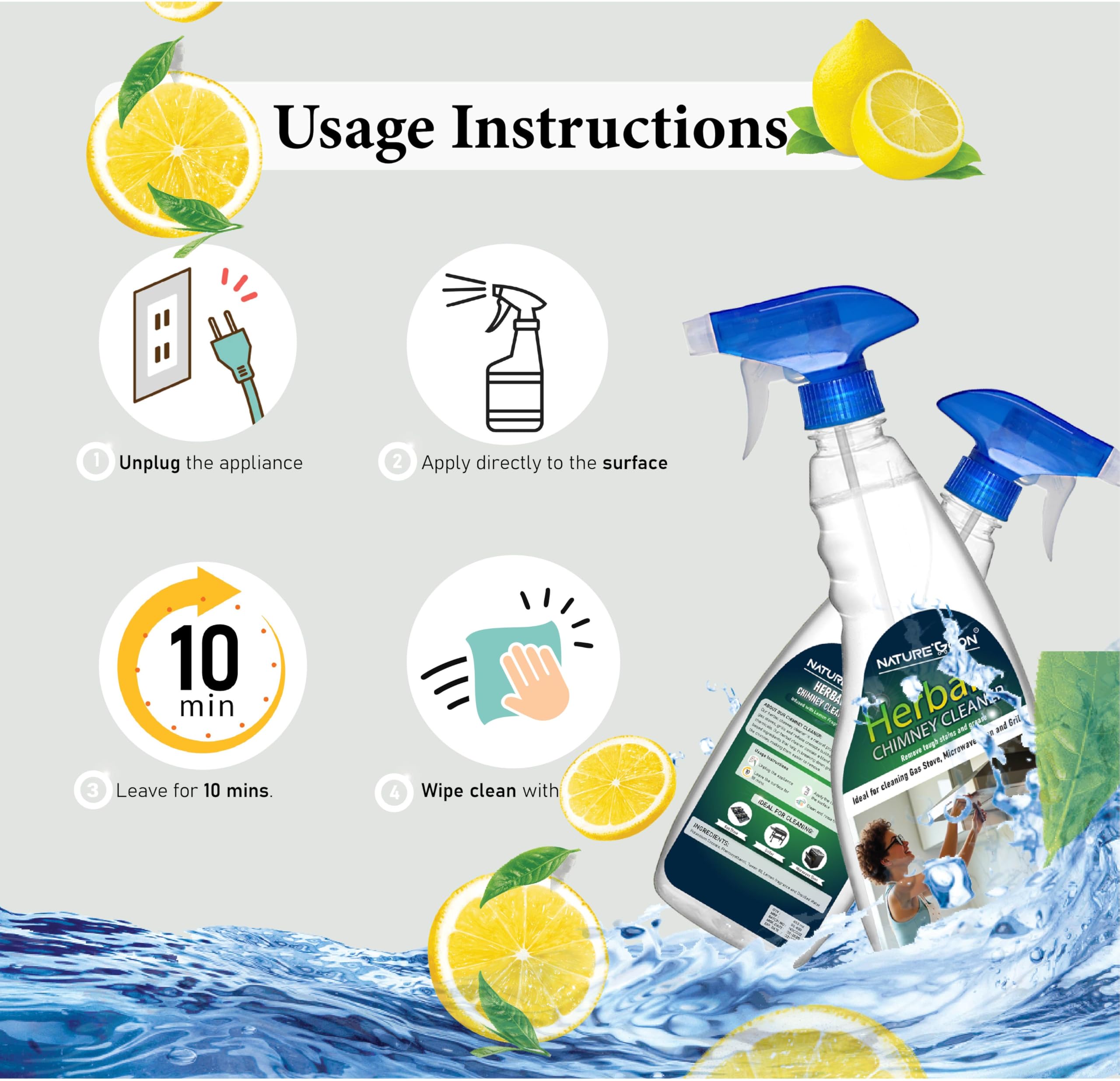 Naturegoon Herbal Chimney Cleaner Spray (450ml) | Non-Toxic and Eco-friendly | Removes Tough Grease & Stain | Ideal for cleaing Chimney, Gas Stove, Microwave Ovens and Grills. 3