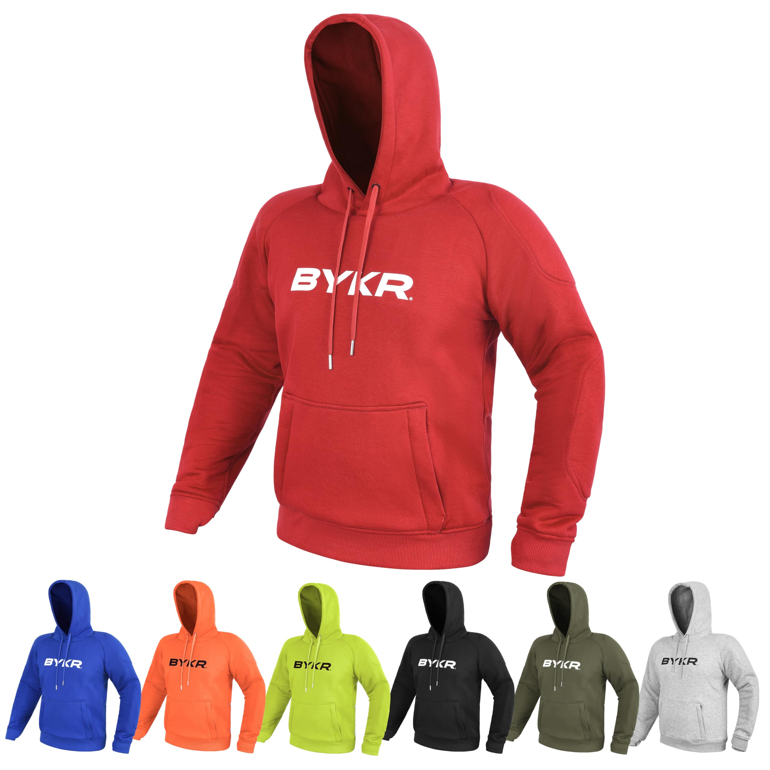 BYKR Motorcycle Hoodie for Men & Women Biker Motorcycle Jackets Breathable Motorbike Riding Sweatshirt All Weather CE Armored