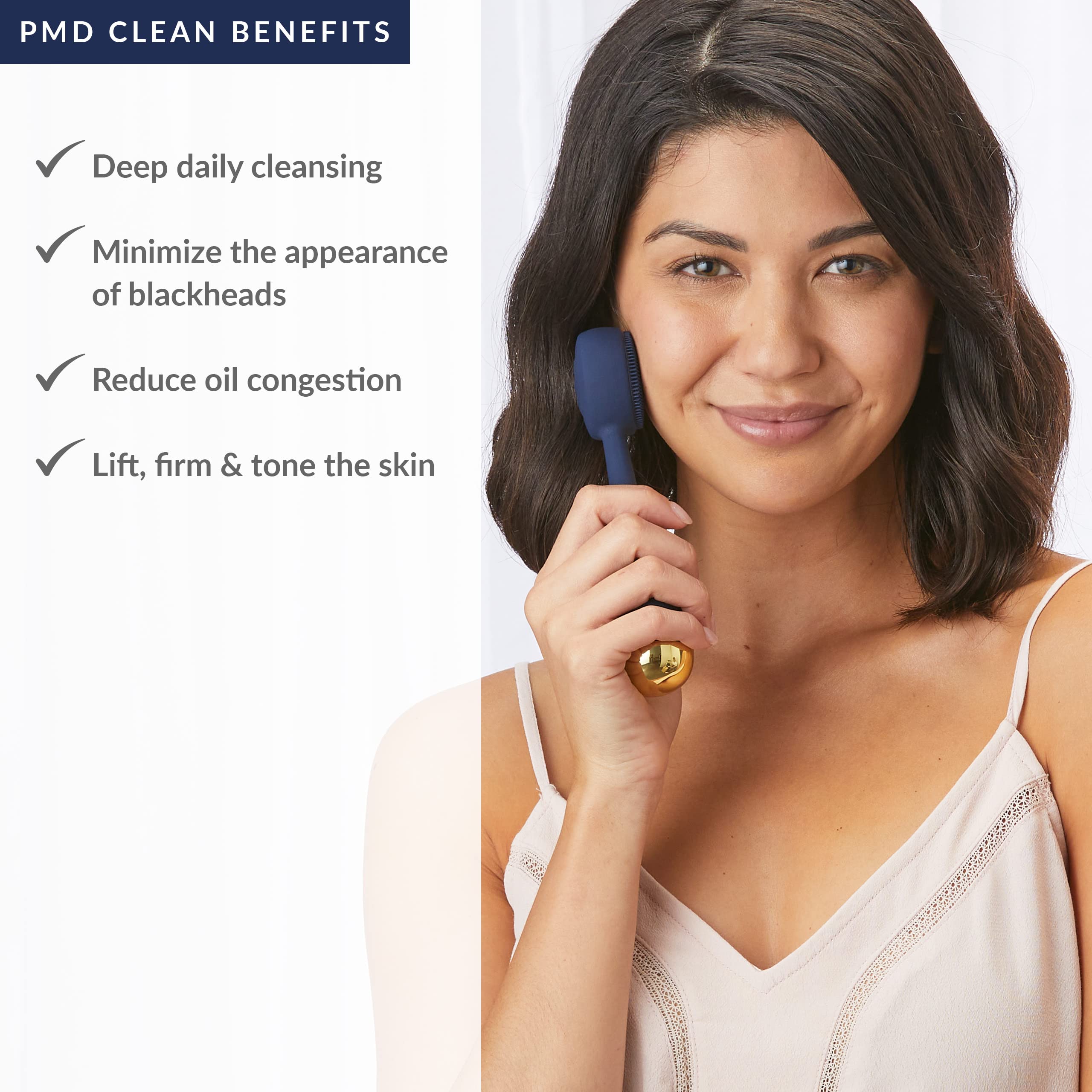 PMD Clean Facial Cleansing Brush Bundle with PMD Remove Cleansing Balm – Waterproof Silicone Face Cleanser with Sonic Technology, Navy view 2