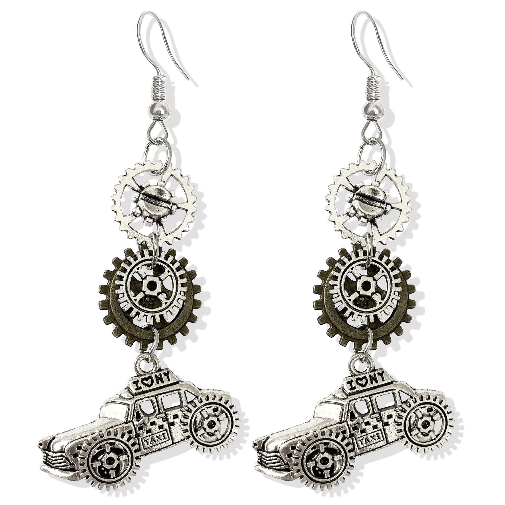 Handmade Punk Steampunk Vintage Clockwork Dangle Drop Earrings Clock Gear Antique Airplane Earrings for Women Men Halloween