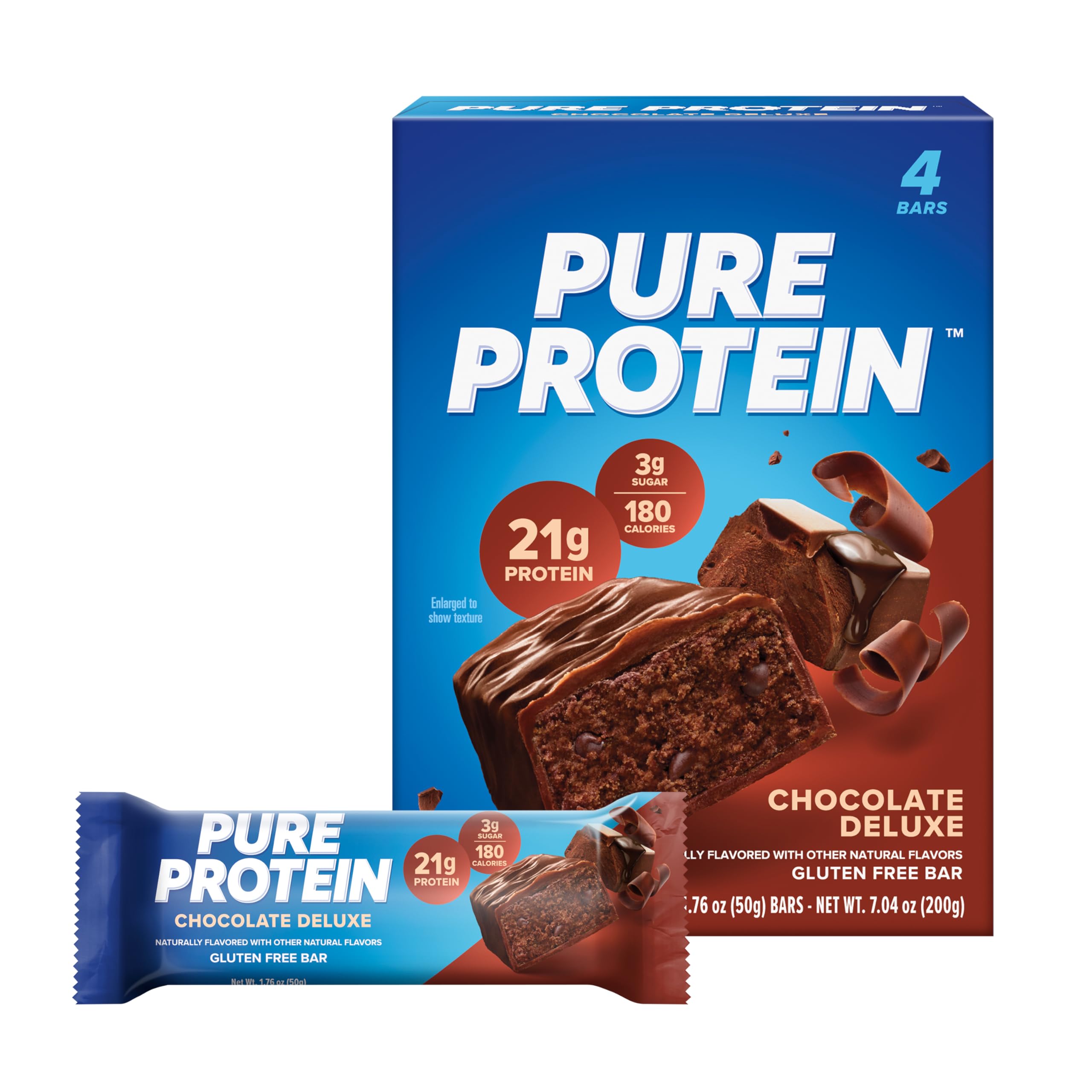 Pure Protein Bars, High Protein, Nutritious Snacks to Support Energy, Low Sugar, Gluten Free, Chocolate Deluxe, 1.76 oz., Pack of 12 