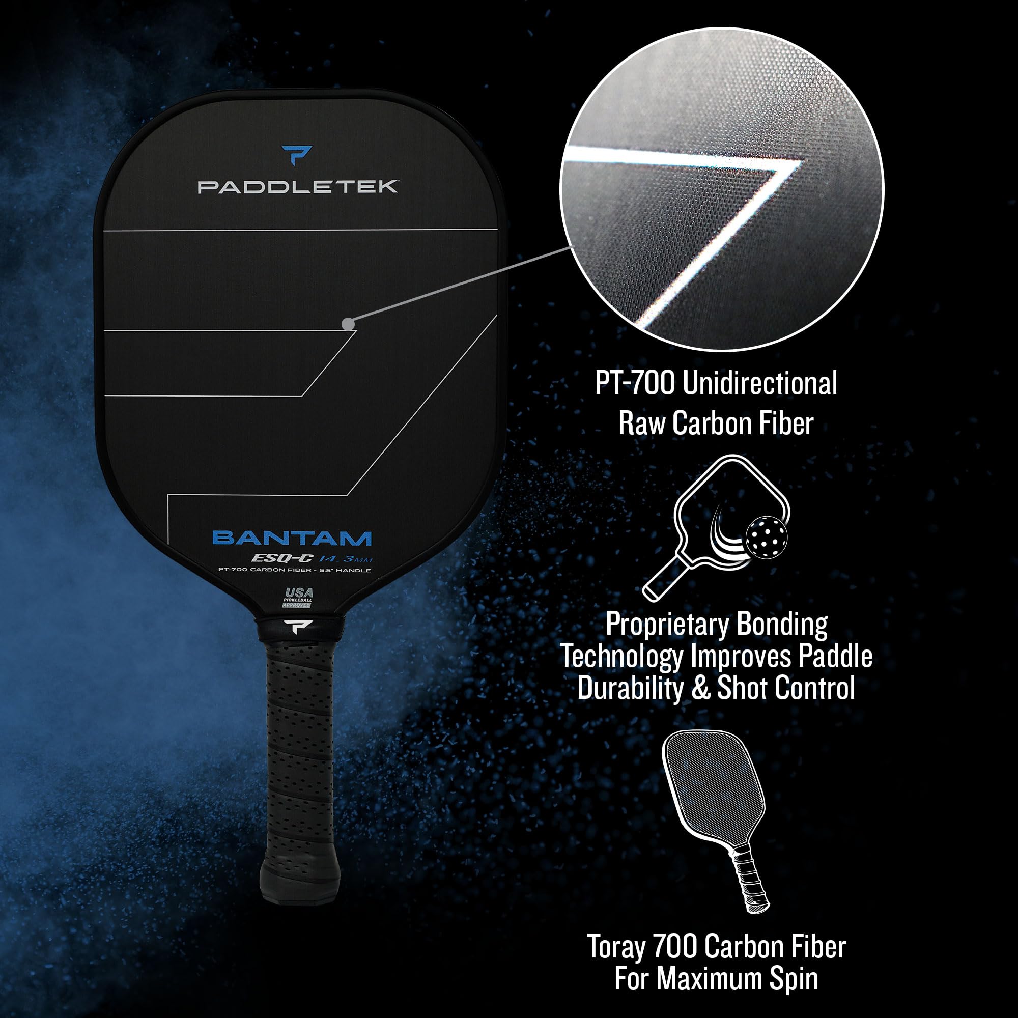 Amazon.co.jp: Paddletek Bantam ESQ-C 14.3mm ピックルボールパドル