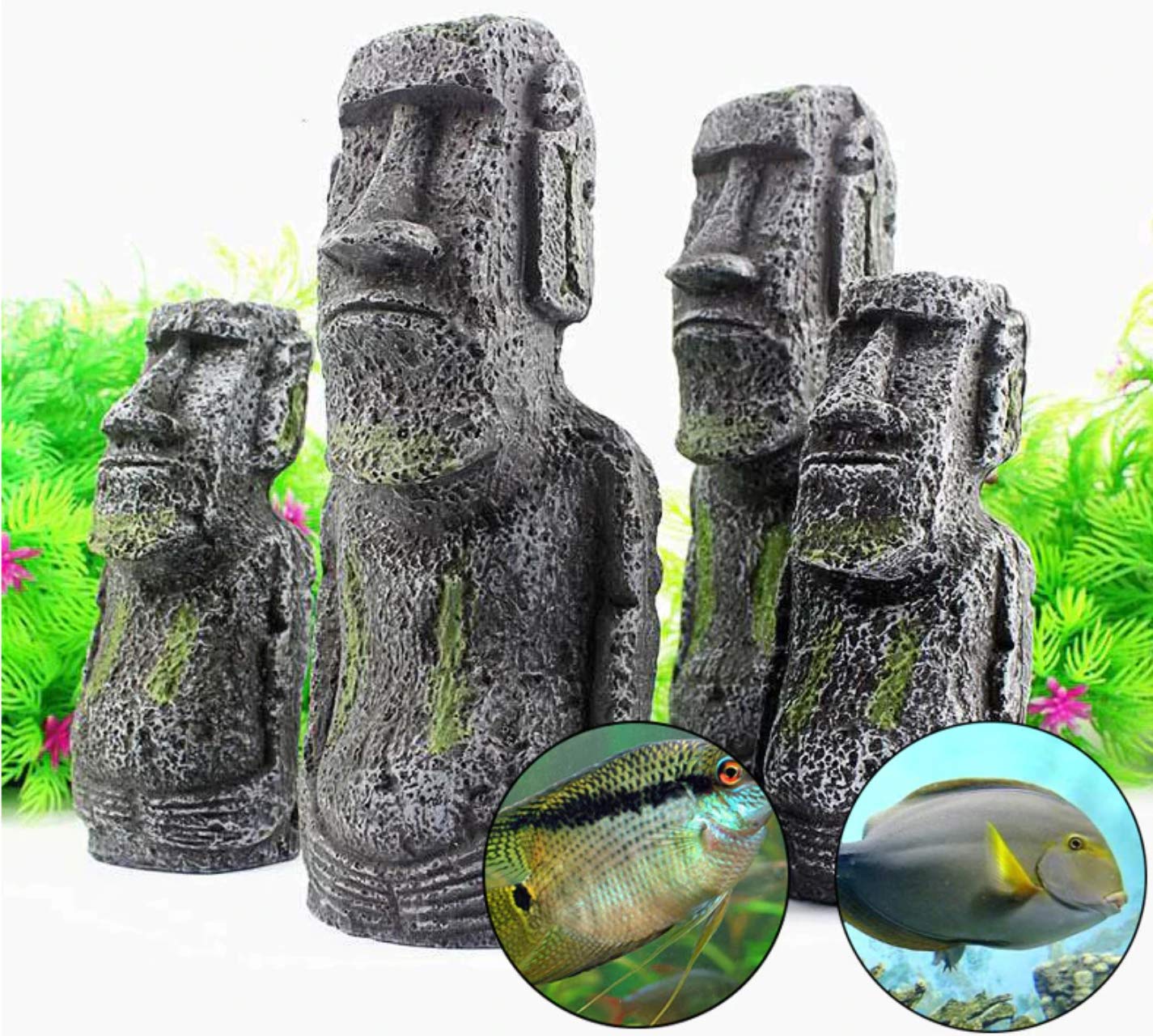 Amazon | heizi 水槽 モアイ像 テラリウム フィギュア メダカ 熱帯魚