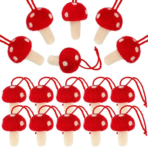 Decoraciones de hongos de fieltro de Navidad, adorno colgante de Navidad, adorno para árbol de Navidad, decoración para bodas y vacaciones (24