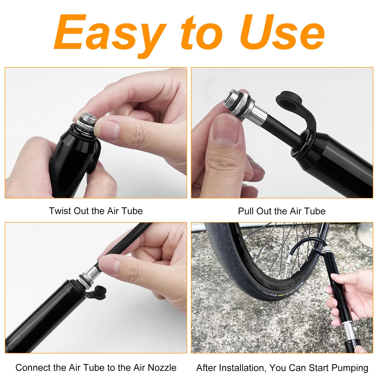 Mini Pompe à Vélo 120 PSI, Compatible Presta et Schrader, Support Fixation, pour Vélo Route VTT