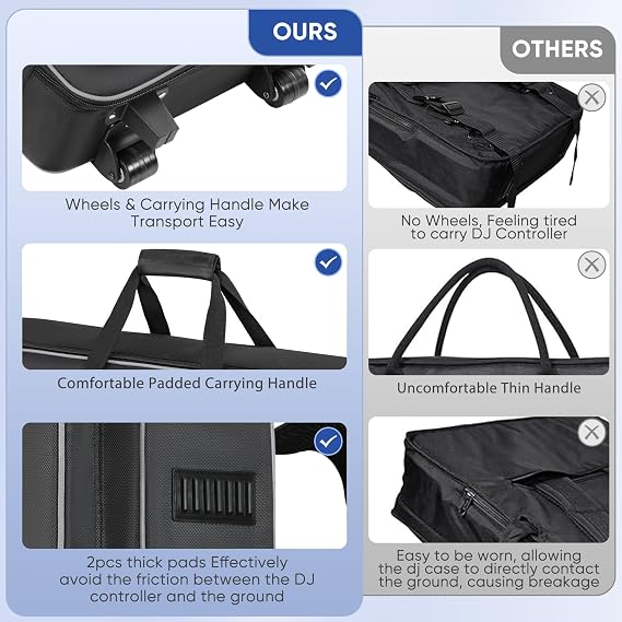 DJ Controller Case with Wheels Compatible with DDJ 800 / FLX6 / SX3 /MC7000