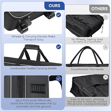 DJ Controller Case with Wheels Compatible with DDJ 800 / FLX6 / SX3 /MC7000