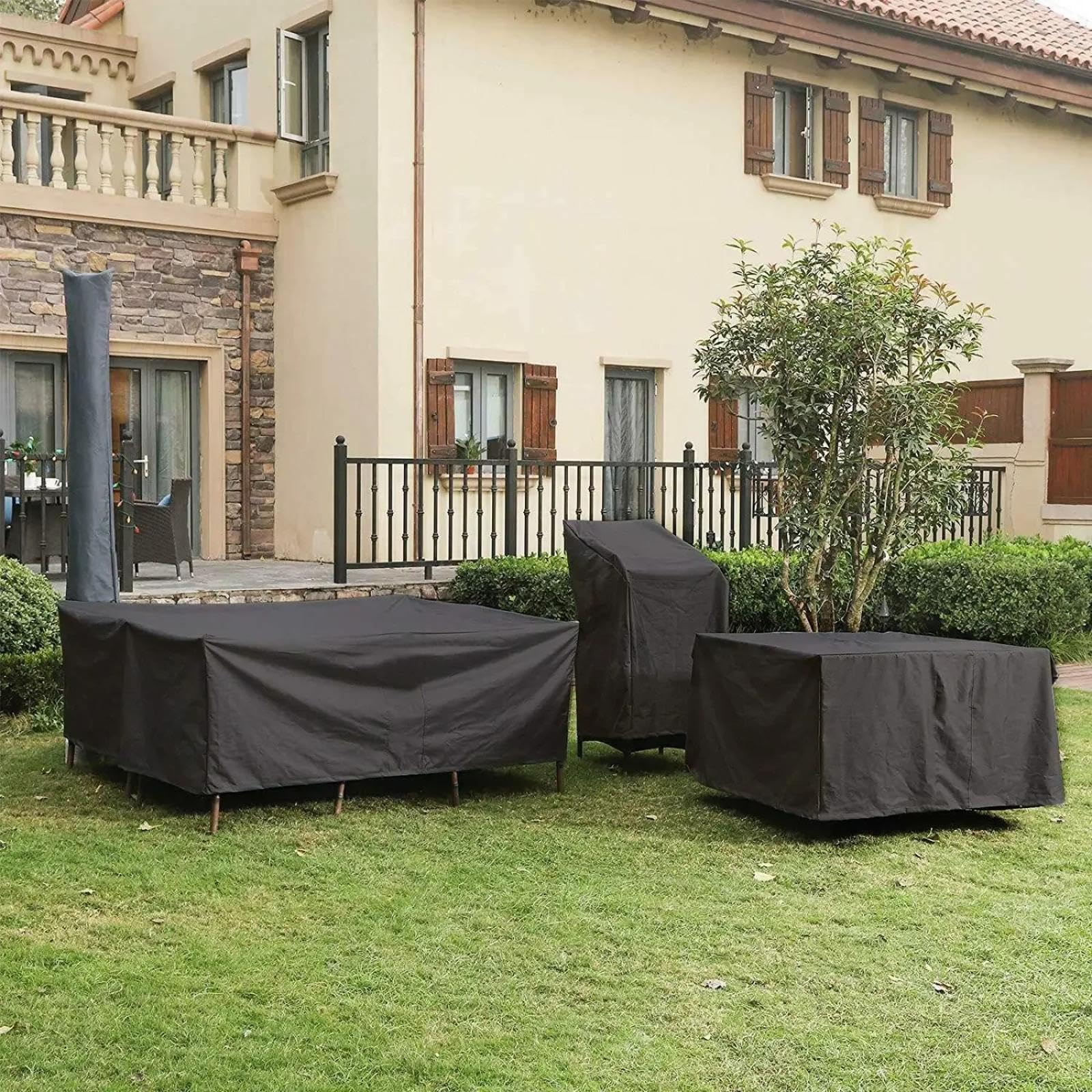 Rechteckig Multi Größe Schutzhülle ，200x120x75cm(LxWxH) Gartenmöbel Wasserdicht Abdeckplane Loungemöbel Möbel Sets Sitzgruppe Gartentisch Schutzhülle