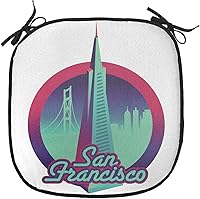 Vista 58 de Lunarable USA Chair Cushion Pad, American Cities Skylines Metropolis Architecture Sketch Style Hand Drawn Art Print, Seat Padding for Kitchen &