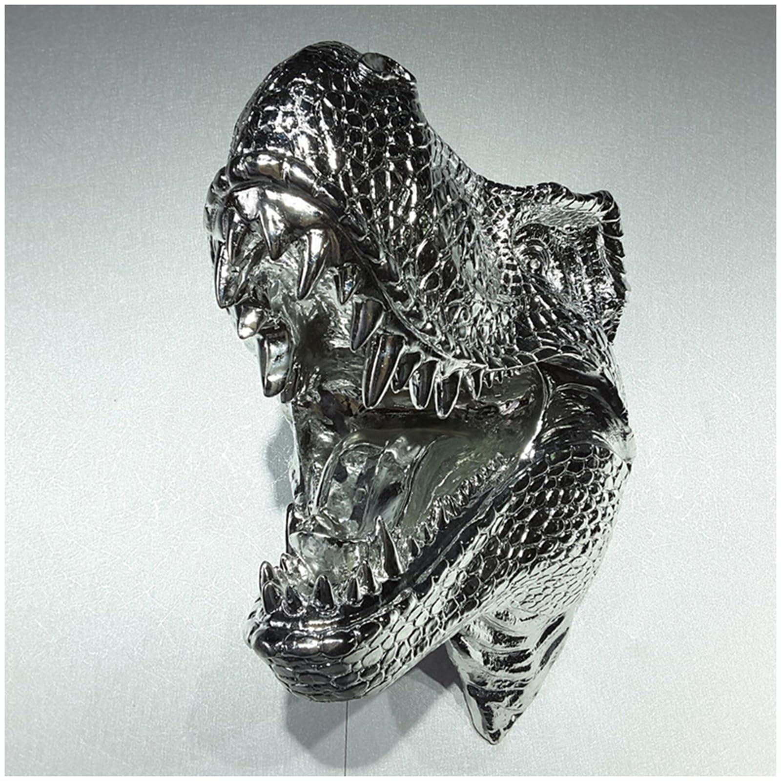 YXCQHZM Swarling Ogromny Tyranozaur Rex montowany na ścianie - głowa T-Rex wisząca figurka - 38 cm rzeźba głowy dinozaura - do dekoracji ścian
