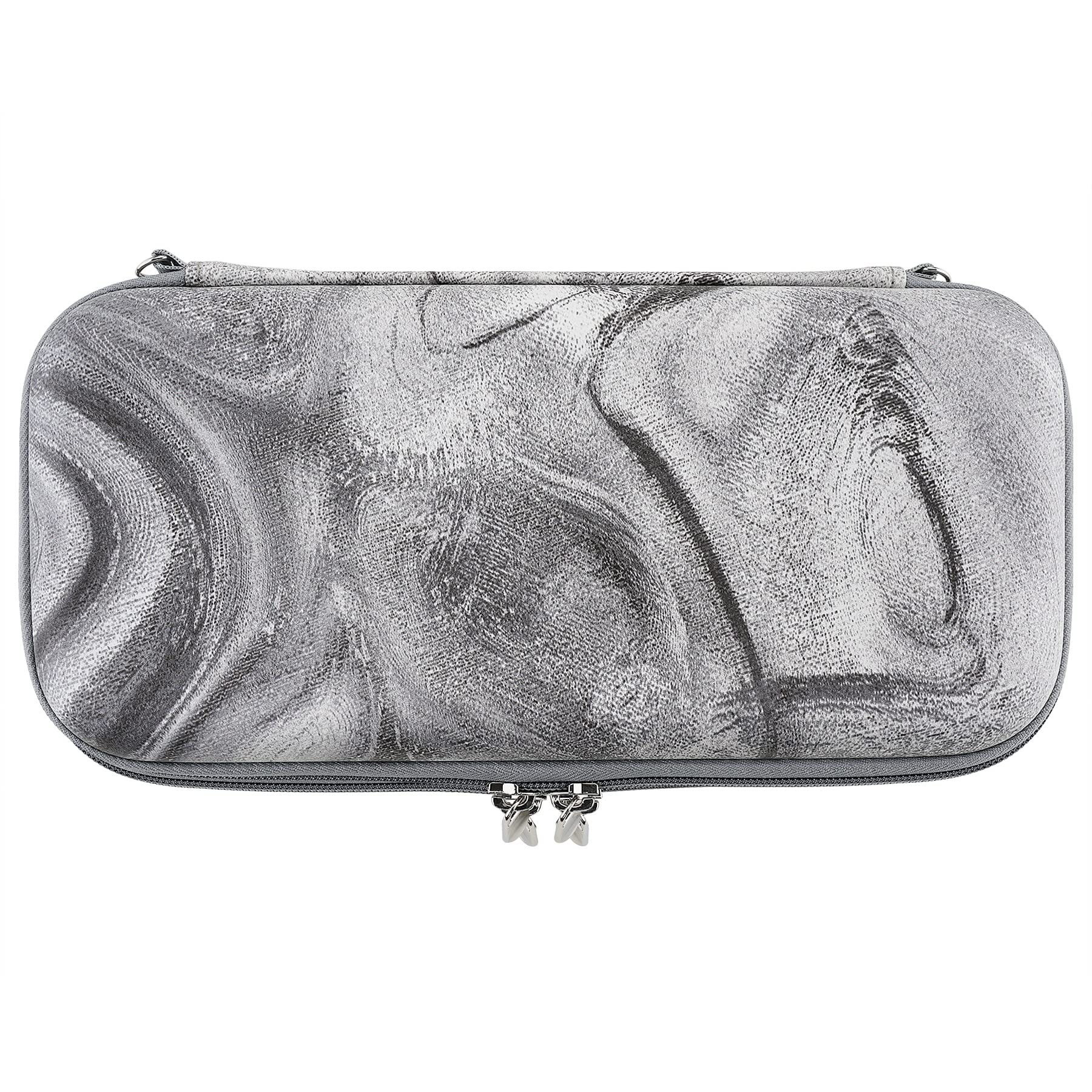 playvital Estuche Portátil para Nintendo Switch y OLED - Funda de Transporte con Tapas de Joystick, 10 Ranuras para Juegos, Bolsillo Interior Suave y Forro Protector (Remolino de Plata)