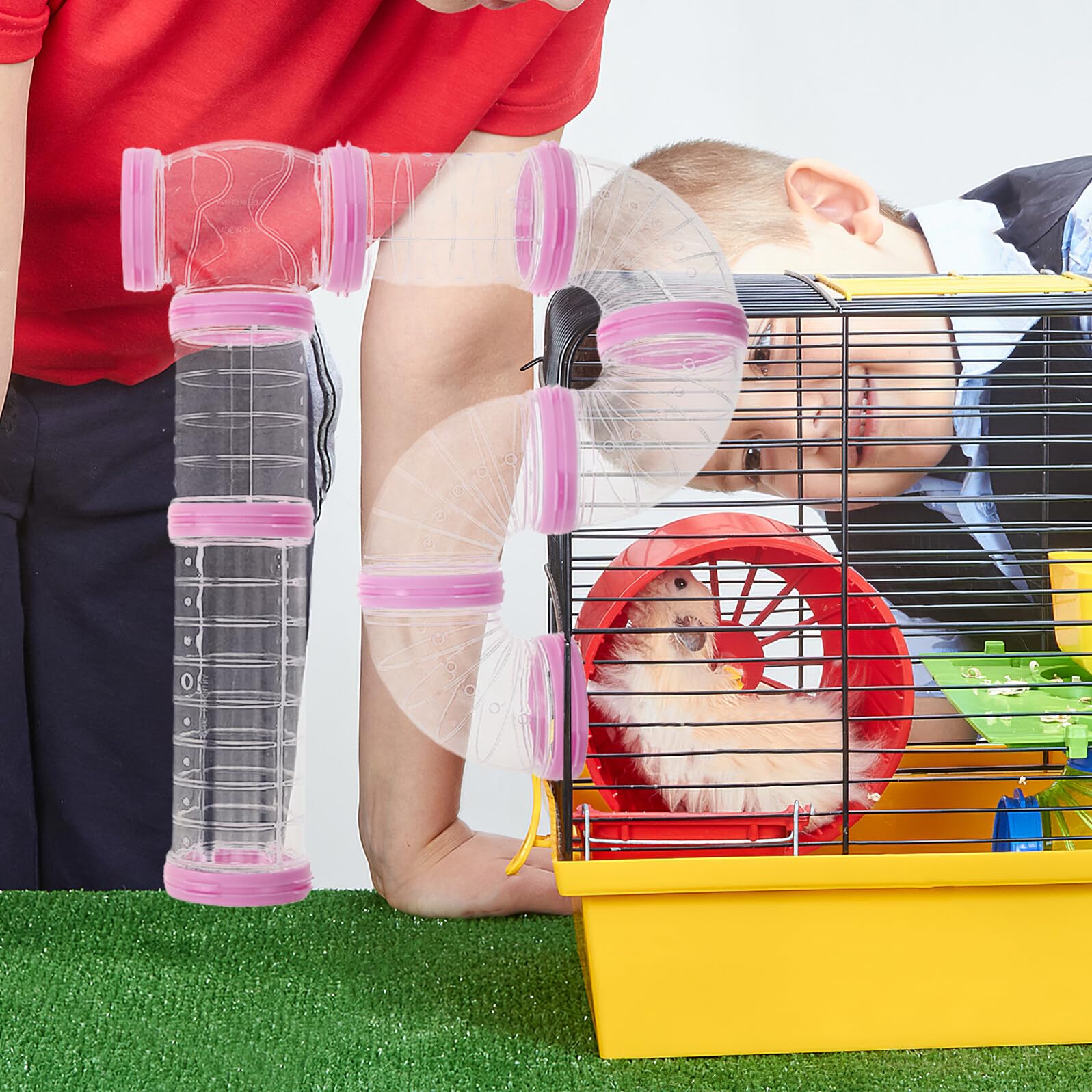 2 Sets Hamster Tunnel Transparent Kunststoffröhre Kauspielzeug für Frettchen Ratten und Kleine Haustiere Robust Leicht zu Reinigen DIY Verbindungsspiel für Aktiven Kleintierspaß