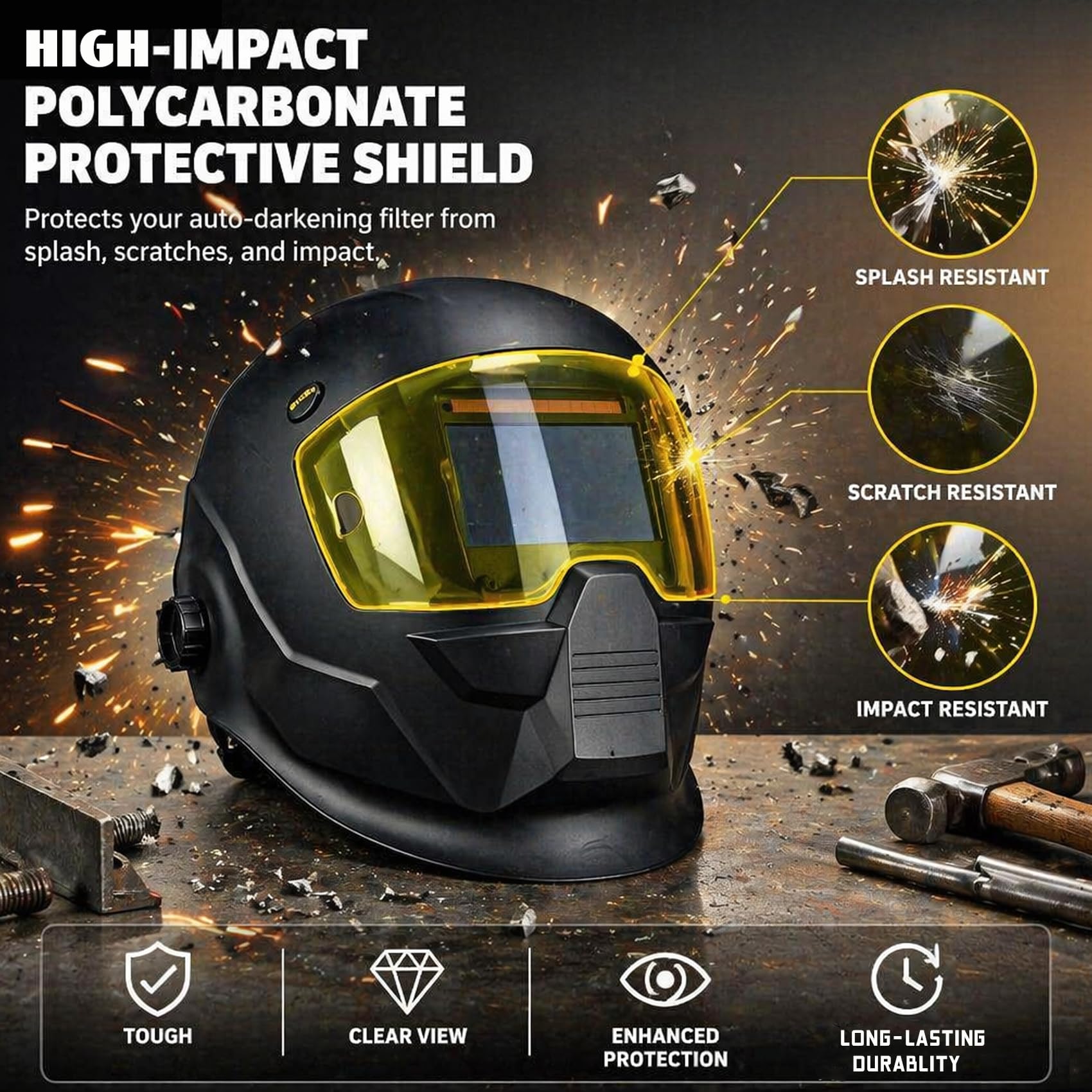 Paquete de 7 lentes de cubierta frontal ámbar reemplazables ESAB Sentinel A50 0700000803