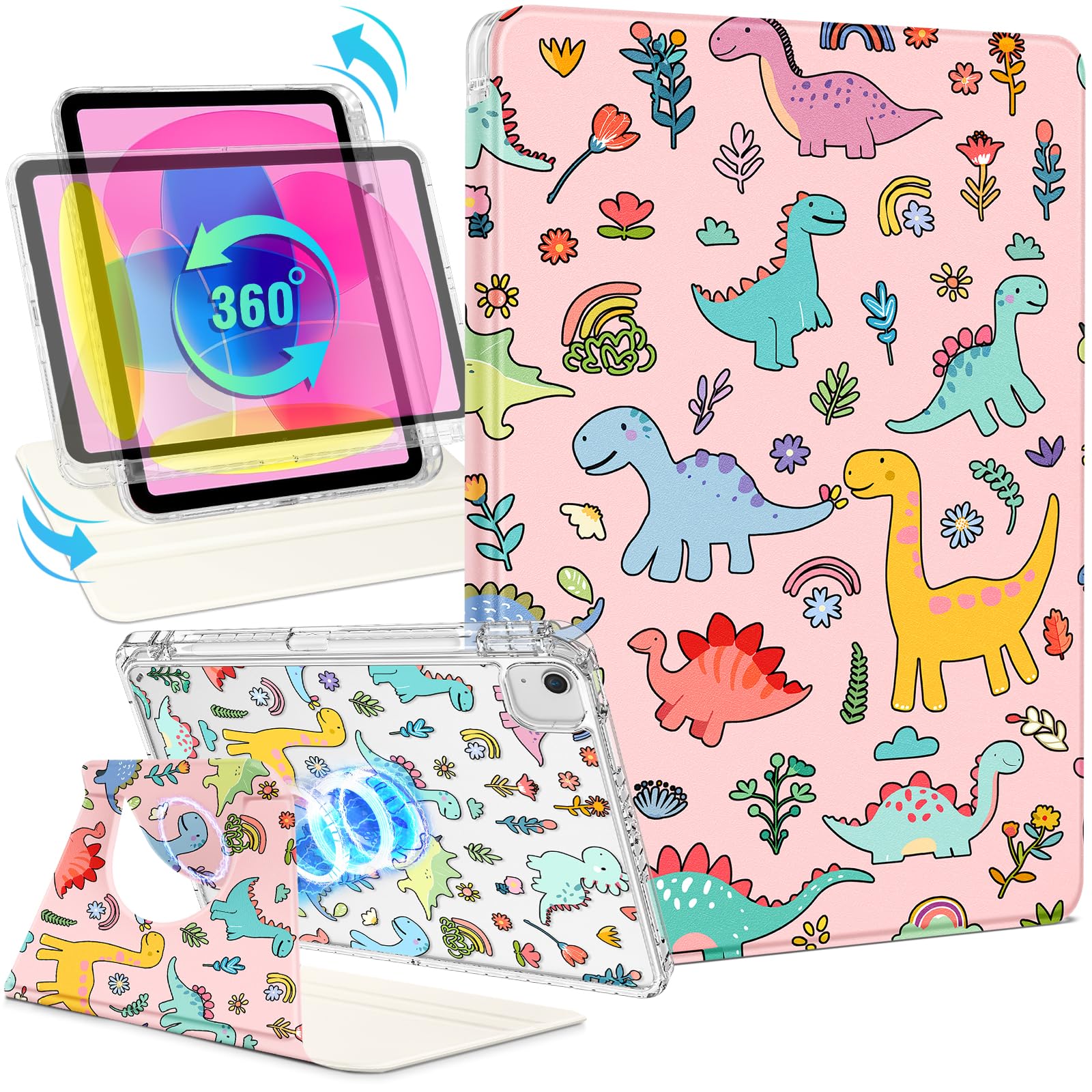 Shorogyt for iPad Air 11 Inch Case M3 2025&M2 2024/Air 5th Generation 2022/Air 4th Gen 2020/Pro 11 Inch Case Magnetic Stand for Women - Cute 360
