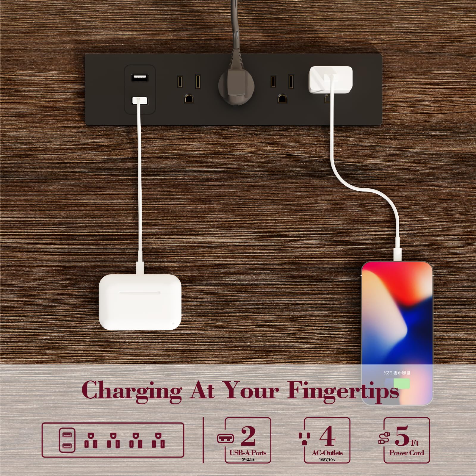 TV Stand with Mount, Farmhouse TV Stand for 32-75 inch TVs with Charging Station LED Lights, Entertainment Center with Storage for Bedroom, Living Room