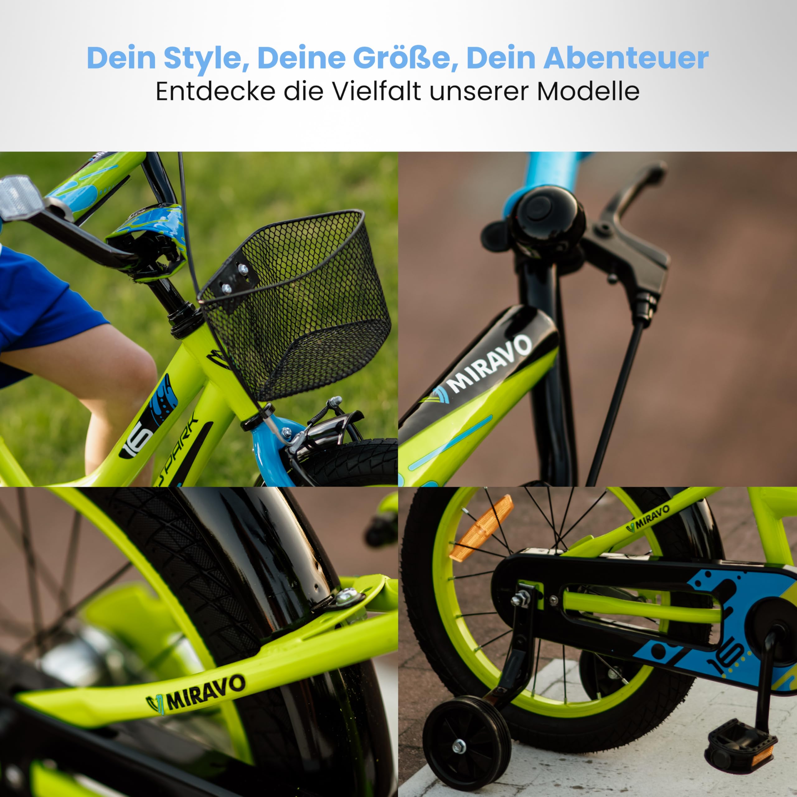 Kinderfahrrad Fahrrad Kinder Ab 2 Bis 8 Jahre Mit Schubstange V-Brake Bremsen Rückstrahl Aufkleber 12 14 16 20 Zoll Radgröße Korb Für Junge Spark