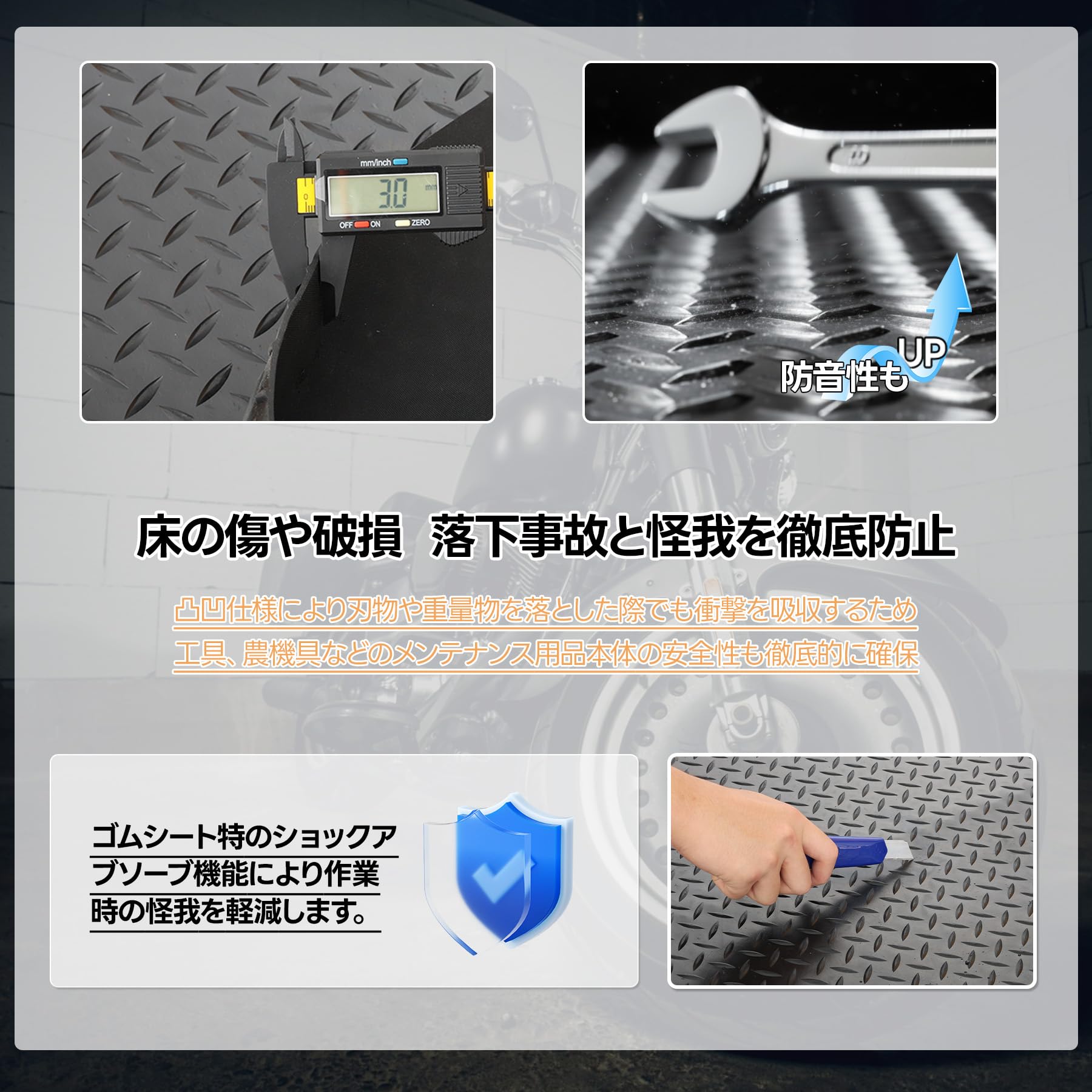 Amazon.co.jp: JPMG ガレージマット ゴムマット 厚さ3mm 幅1M 長さ5M