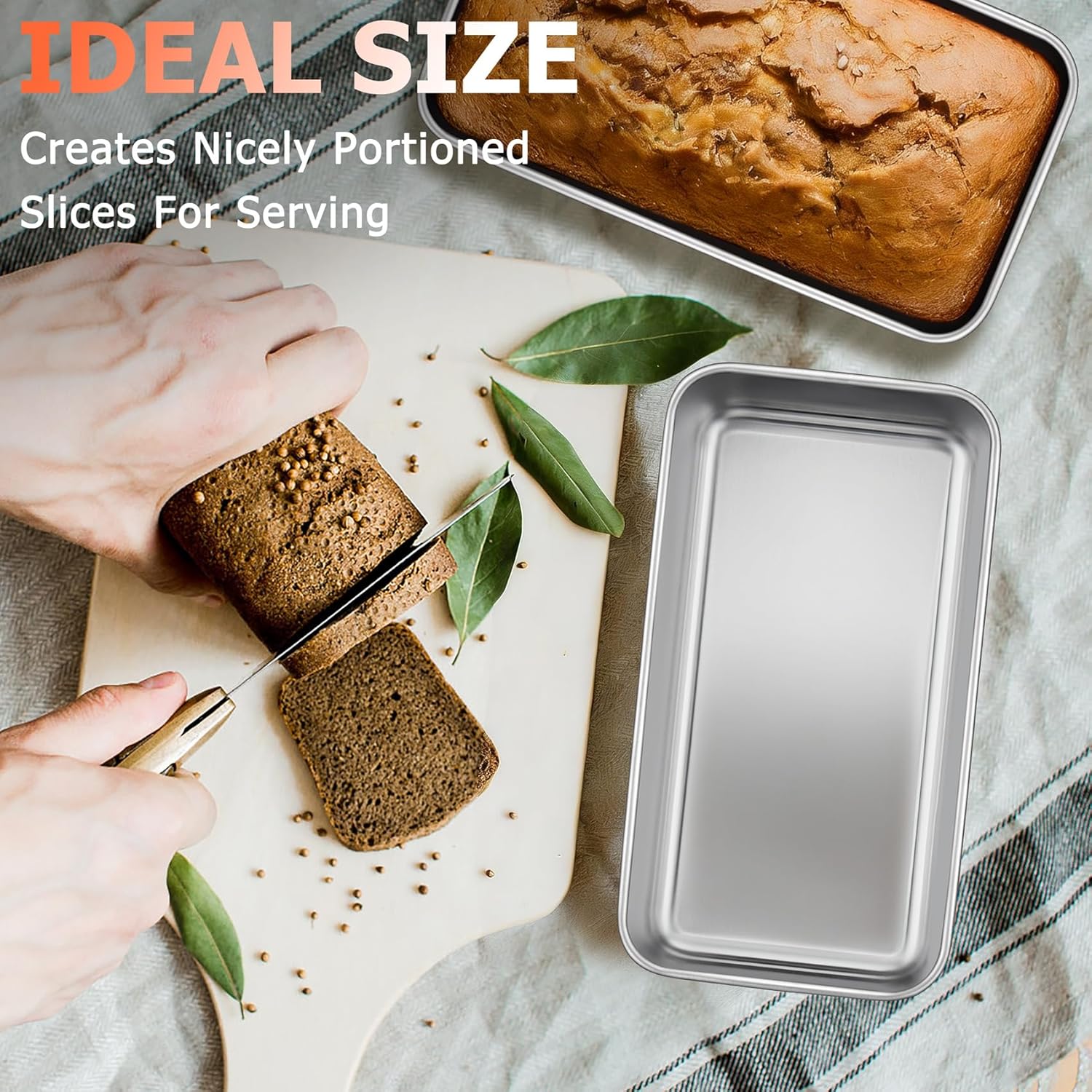 TeamFar Loaf Pans for Baking Bread, 9 × 5 Inch Stainless Steel Loaf Bread Pans Tins for Homemade Brownies, Healthy & Sturdy, Oven & Dishwasher Safe - Set of 2 - Image 6