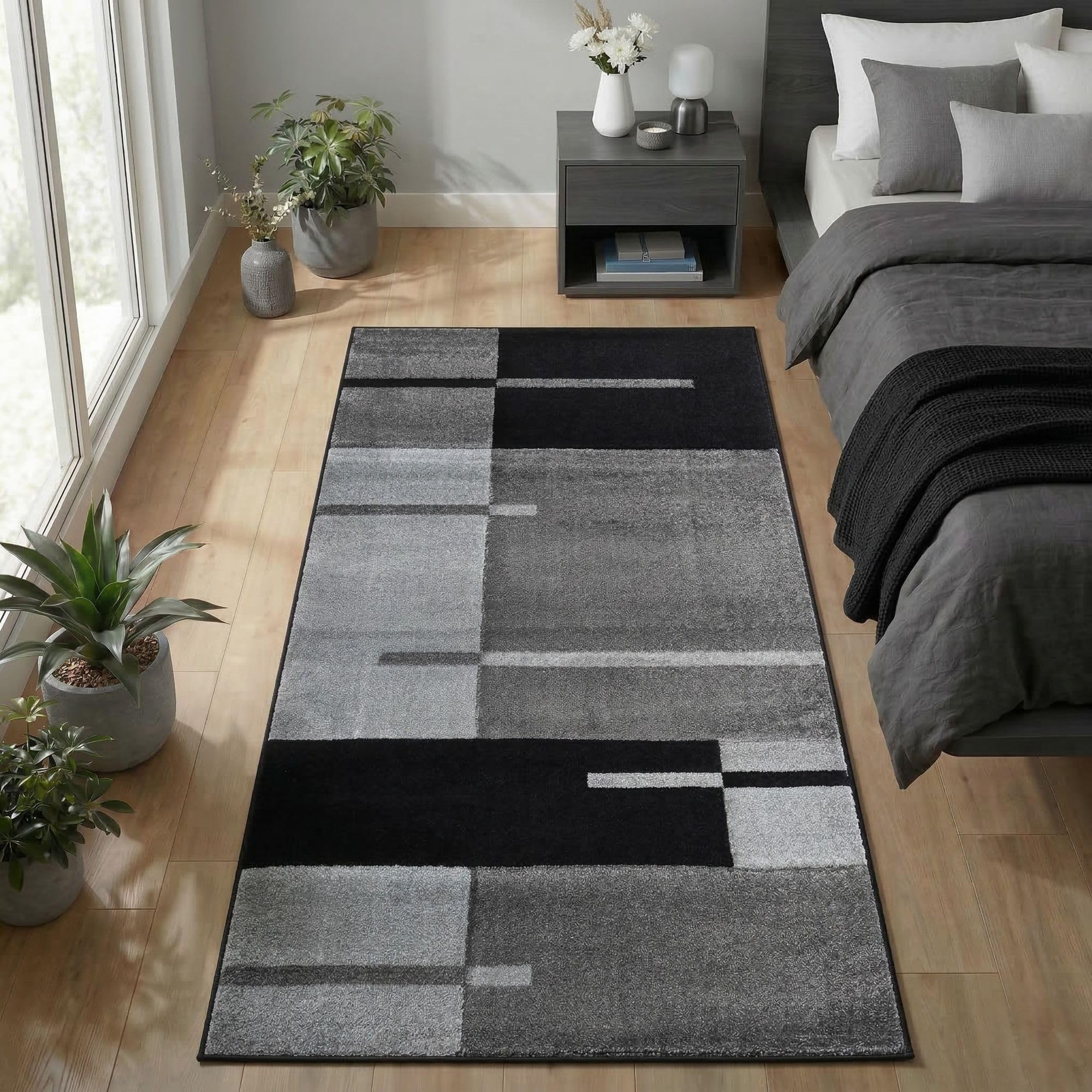 Carpetsale24 Tappeto per Soggiorno 80 x 150 cm Grigio- Design Moderno Tappeto Rettangolare a Pelo Corto per Cucina, Sala da Pranzo e Camera da Letto, Morbido e Facile da Pulire
