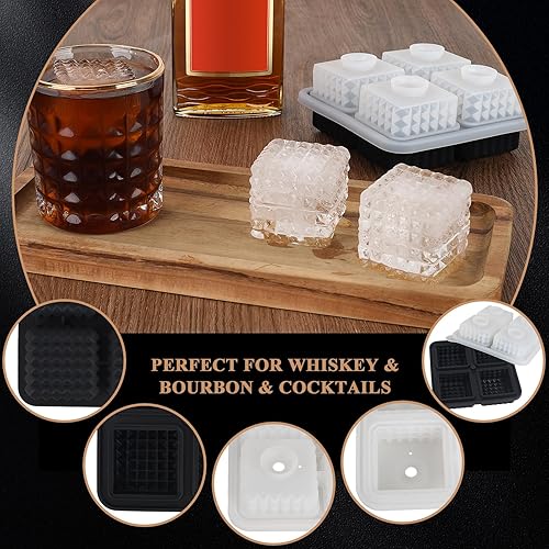 Miniatura 2 de Molde cuadrado para cubitos de hielo para whisky, fácil liberación con diseño de prensa, 16 hielos, 2 pulgadas, cubitos de hielo de whisky, bandejas