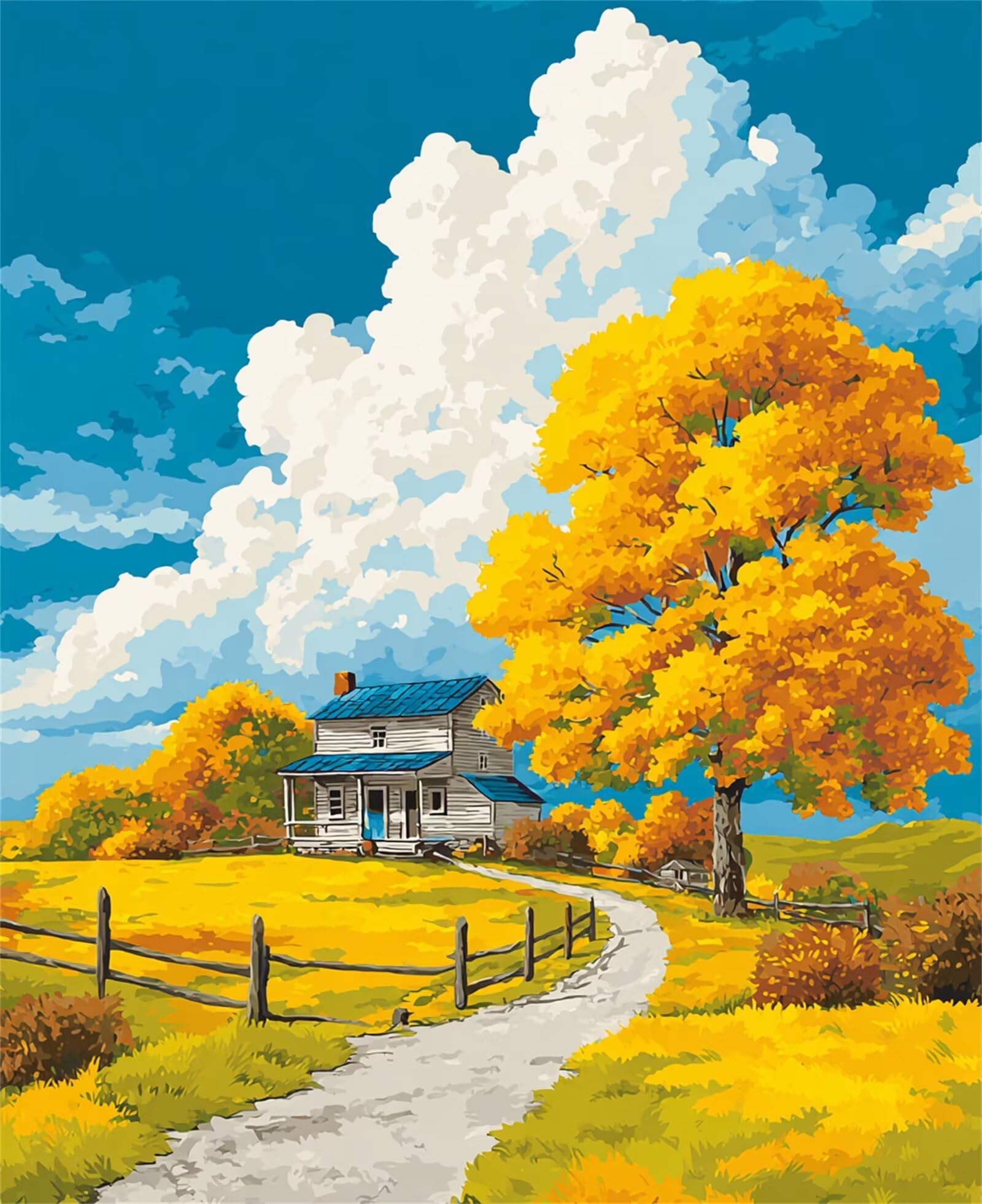 1000 Pezzi Puzzle per Adulti, Fai Da Te Puzzles Classici Colorato, puzzle Giochi Rilassamento e Intelligence, puzzles per Gioco Familiare(Campagna autunnale dorata)