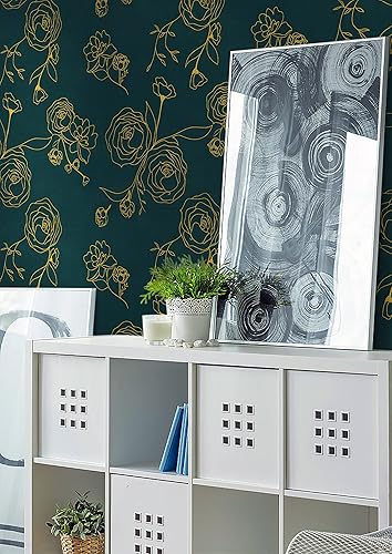 Miniatura 10 de Safiyya Papel tapiz autoadhesivo para despegar y pegar, papel de contacto en blanco y negro, diseño floral, autoadhesivo, extraíble, para paredes,