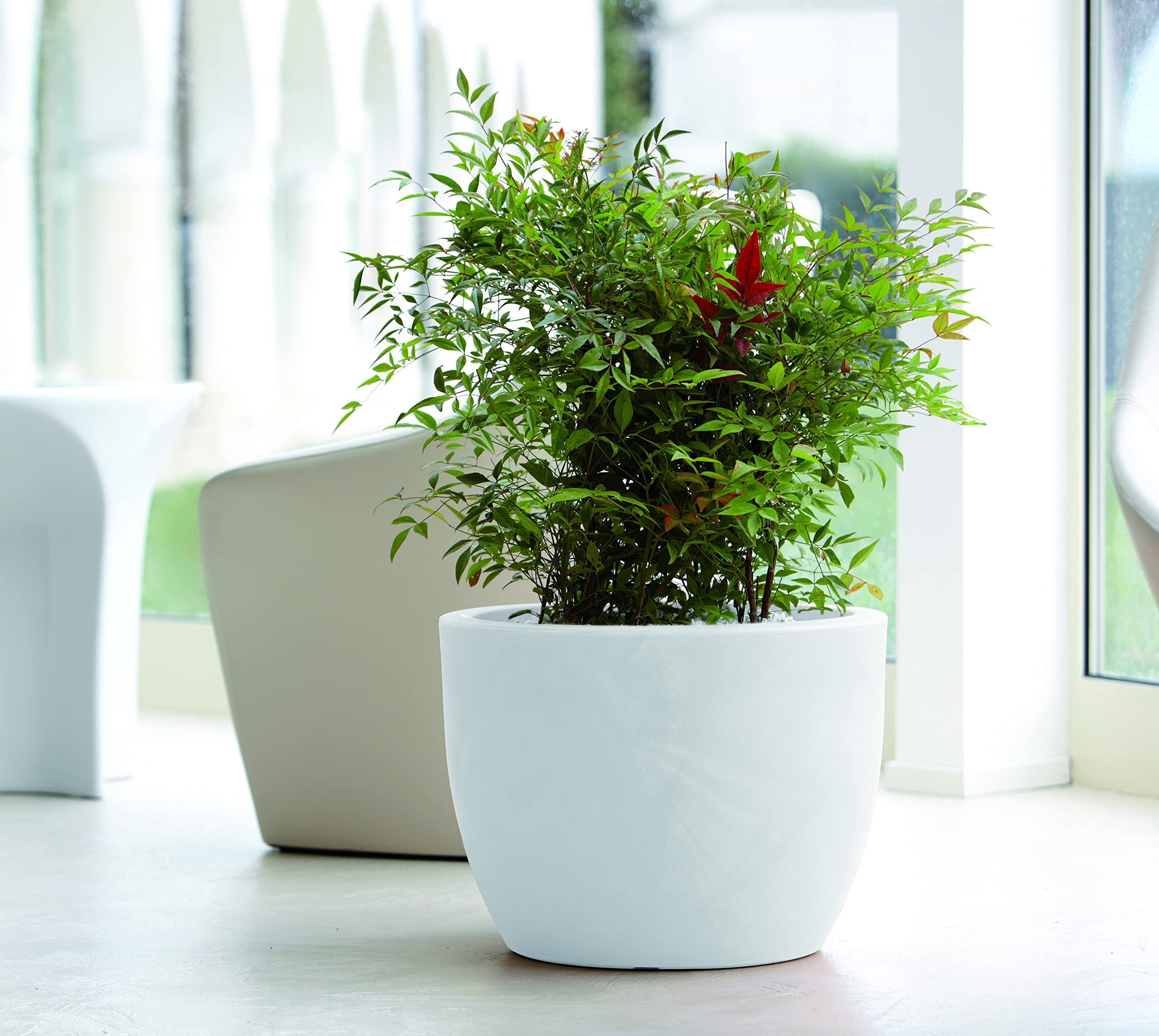 Nicoli Vaso Hera Matt in resina opaca per interni ed esterni, design moderno resistente a urti e raggi UV, ideale come vaso decorativo da giardino o terrazzo, Ø 50 cm, ANTRACITE