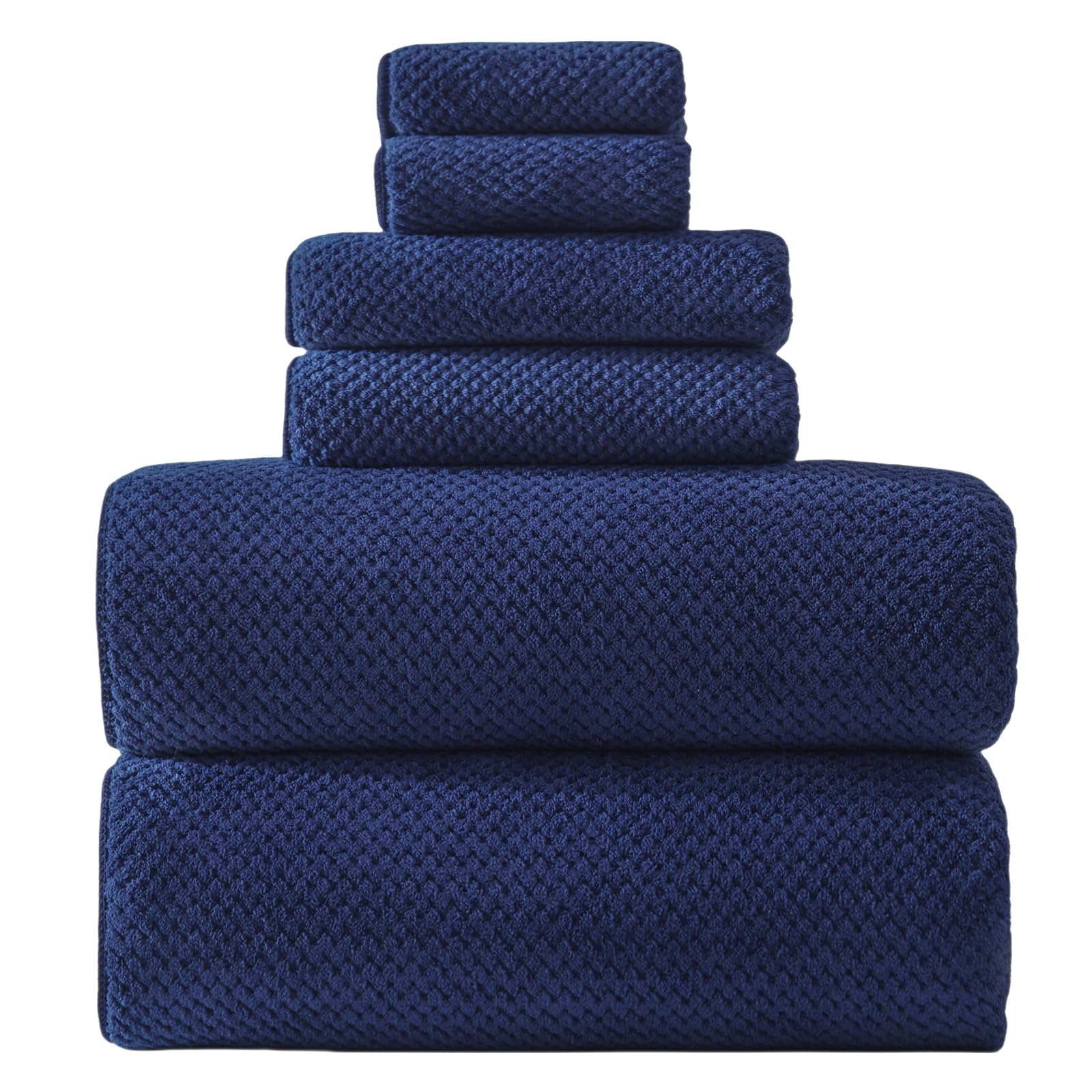 Akzpe 40x80 Inches Bath Sheets Towels for Adults Oversized Bath Towels Extra Large Luxury Super Soft Absorbent Quick Dry Microfiber (Navy Blue,6PCS)