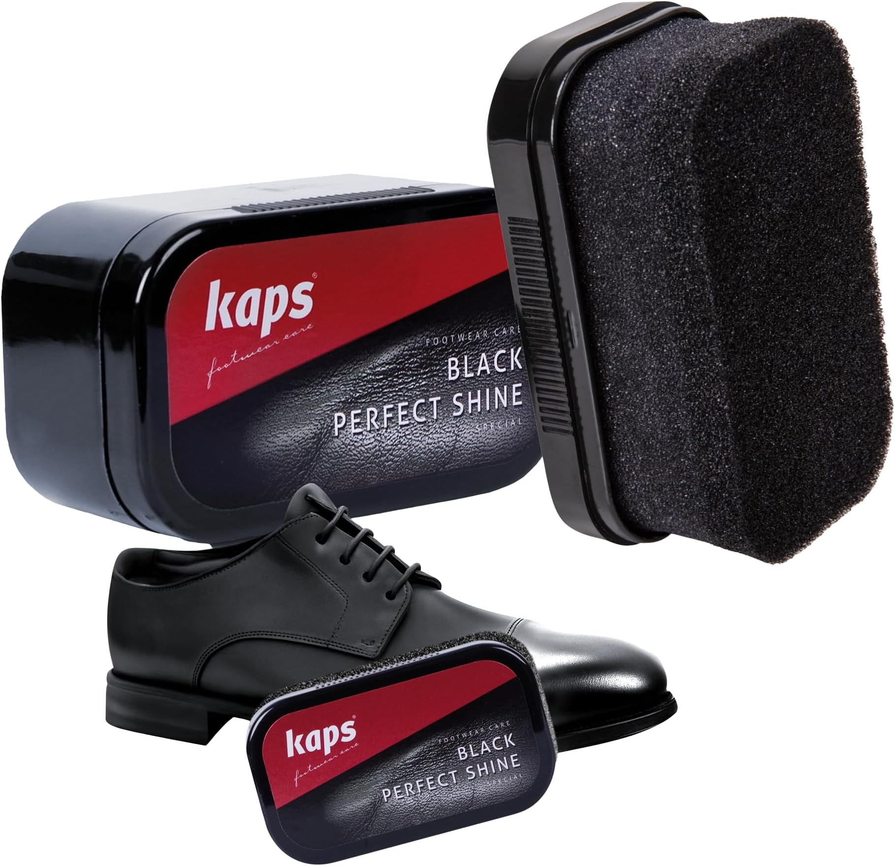 Kaps Shoe Shine Sponge – Instant Gloss – Black, Brown, Neutral – No Buffing Needed for Leather Shoes, Boots and Bags, Perfect Shine