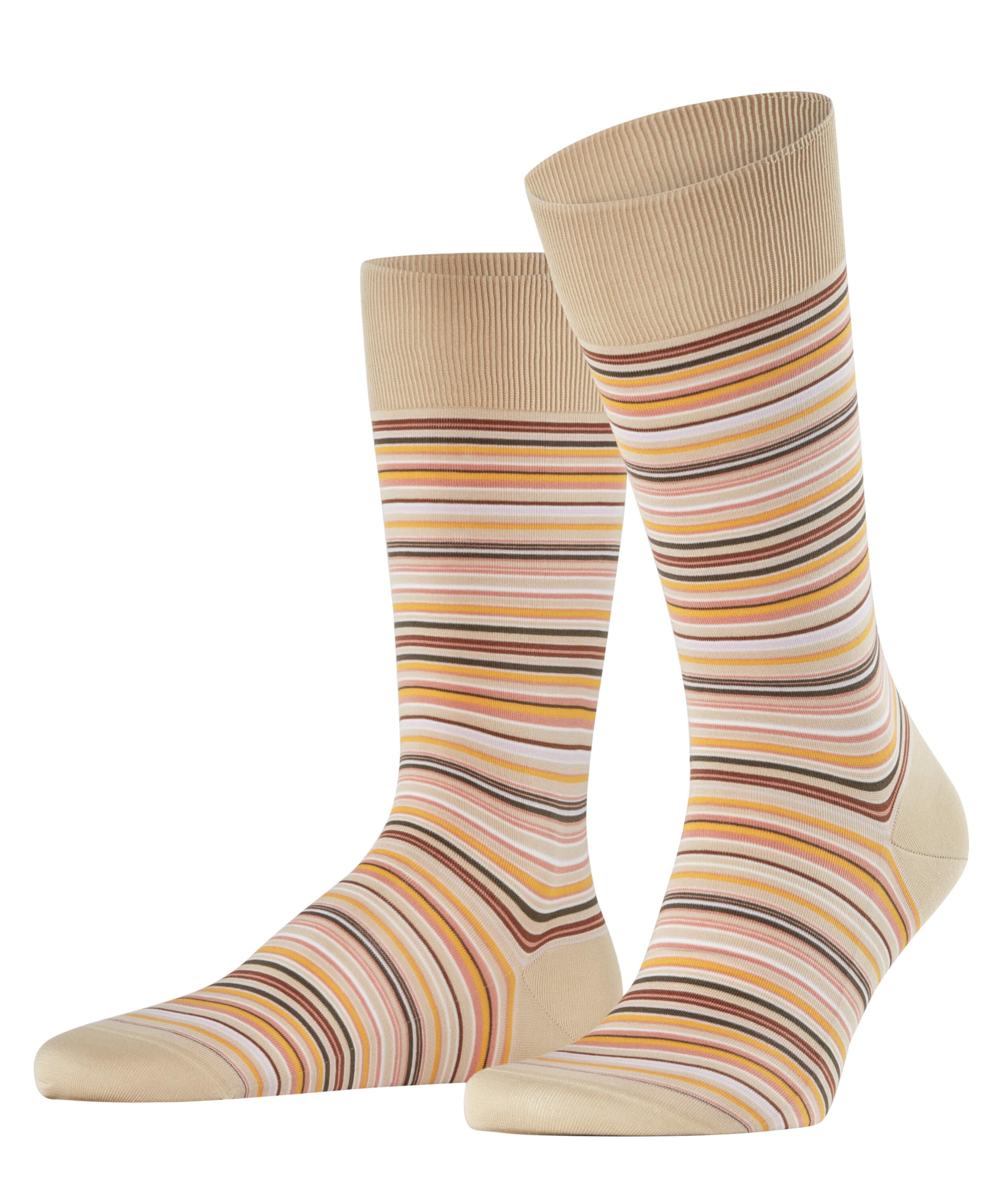 FALKE Men's Microblock M So Cotton Patterned Socks 1 Pair, Beige Sand 4321, 8.5-9.5