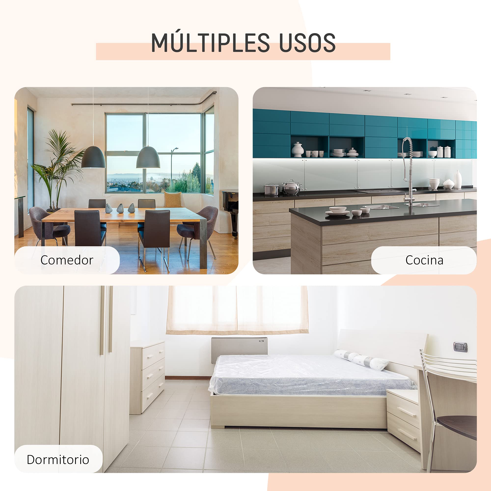HOMCOM Mesa Plegable de Comedor con Alas Abatibles Roble/Blanco | Mesa de Cocina Plegable, 4 Compartimentos, 3 Formas, Hasta 4 Personas, para Salón, Espacio Pequeño, 169x60x75cm