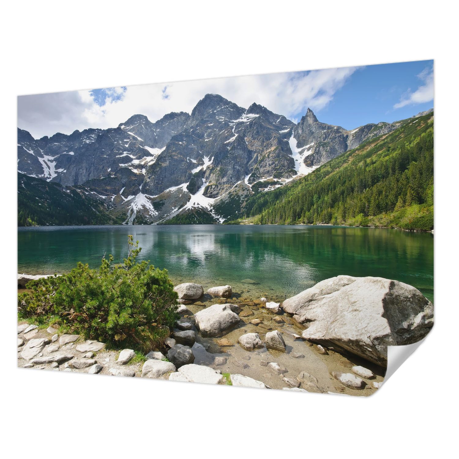 Papier peint panoramique 208x146 cm autocollant et résistant au lac de montagne