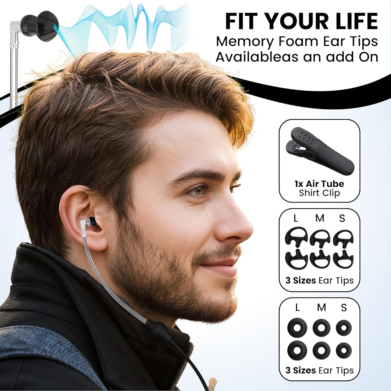 Airtube Headphones, EMF Free Earbuds, Air Tube Headphones with Zipper Bags, 3D Sound, Microphone Volume Control, for Work Meetings, Sleep, Gym, High Audio Quality Devices (USB-C)