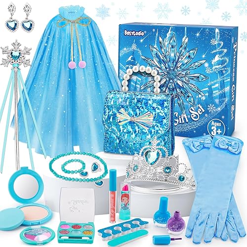 Juguetes de maquillaje y disfraces de Frozen para niñas de 3, 4, 5, 6 años, kit de maquillaje real de princesa, juguete de simulación, disfraces de