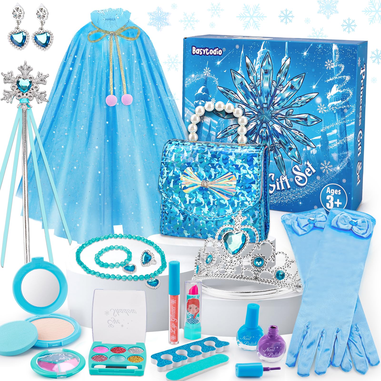 Frozen Toys Makeup & Dress Up Set Ages 3 4 5 6 Kids Makeup Kit Princess Set Girl Purse Real Make up Frozen Pretend Play Toy Nail Polish Set Birthday Gifts for Little Girls Toddlers 3-5 6-8 Year Old